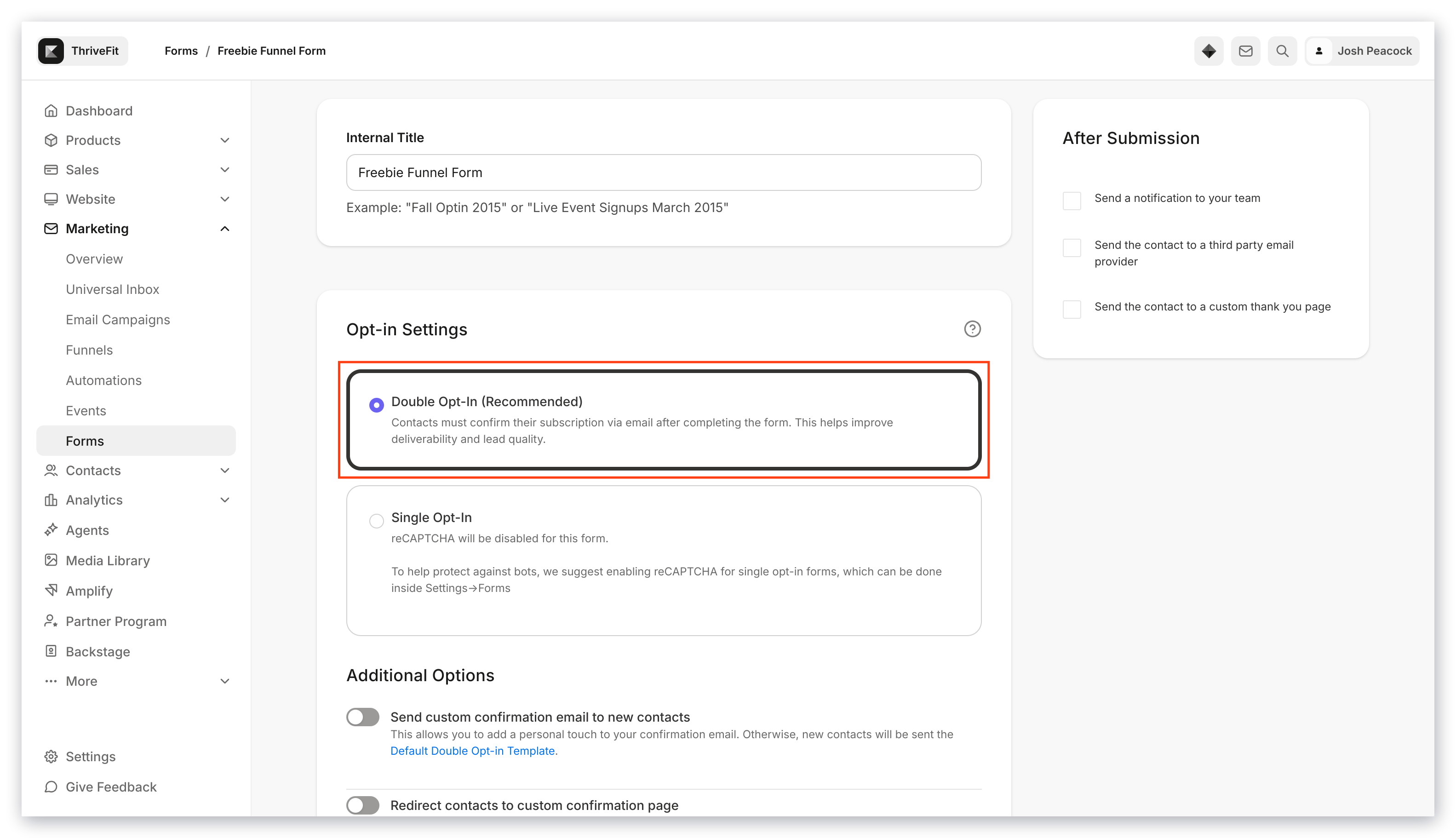 Forms Double Opt In