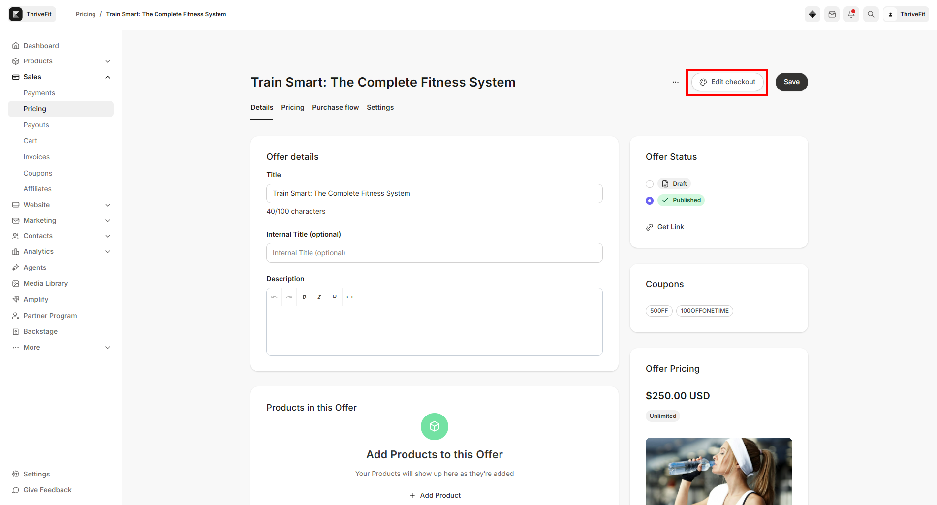 Checkout Editor Button
