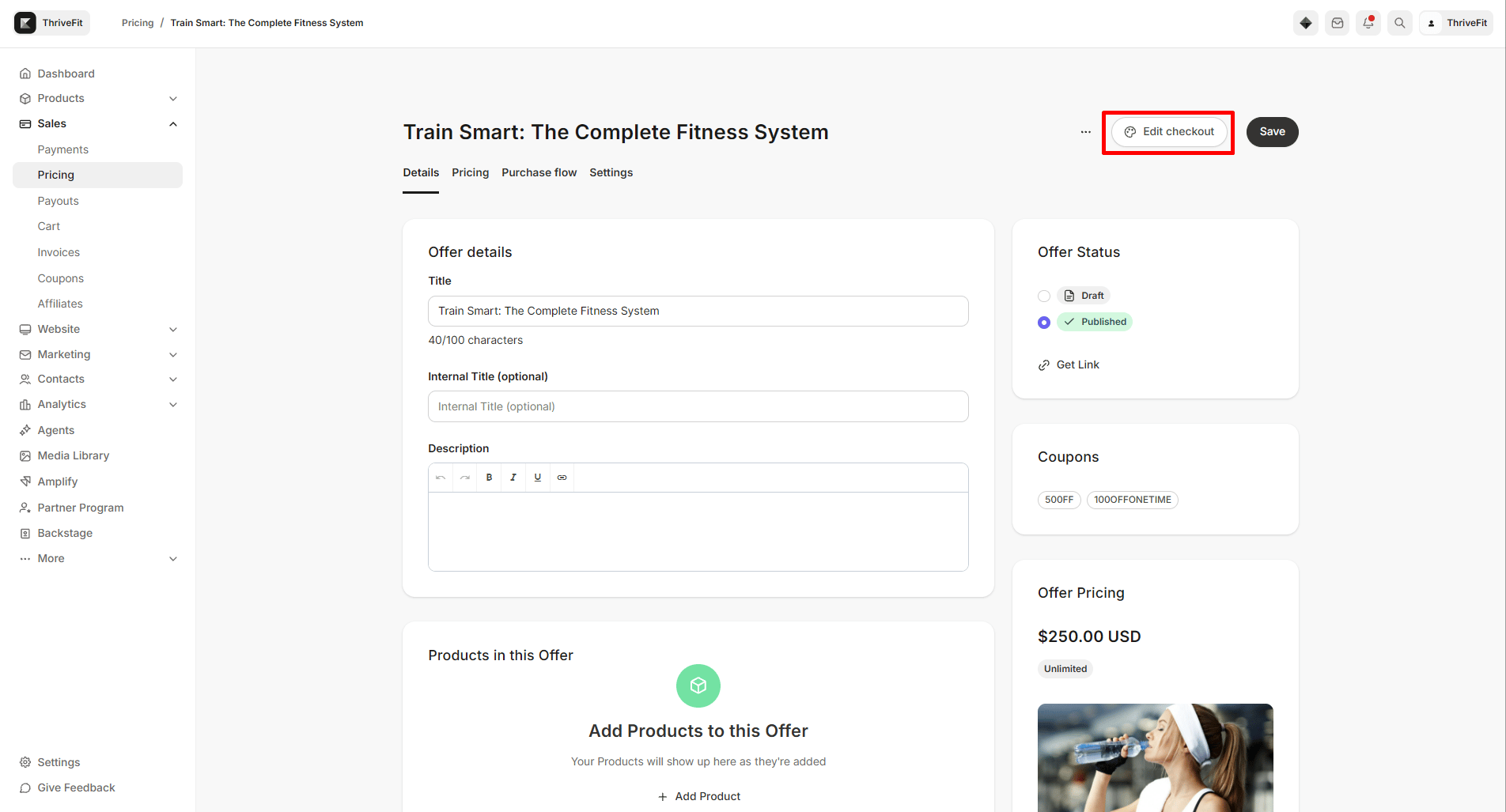 Checkout Editor Button