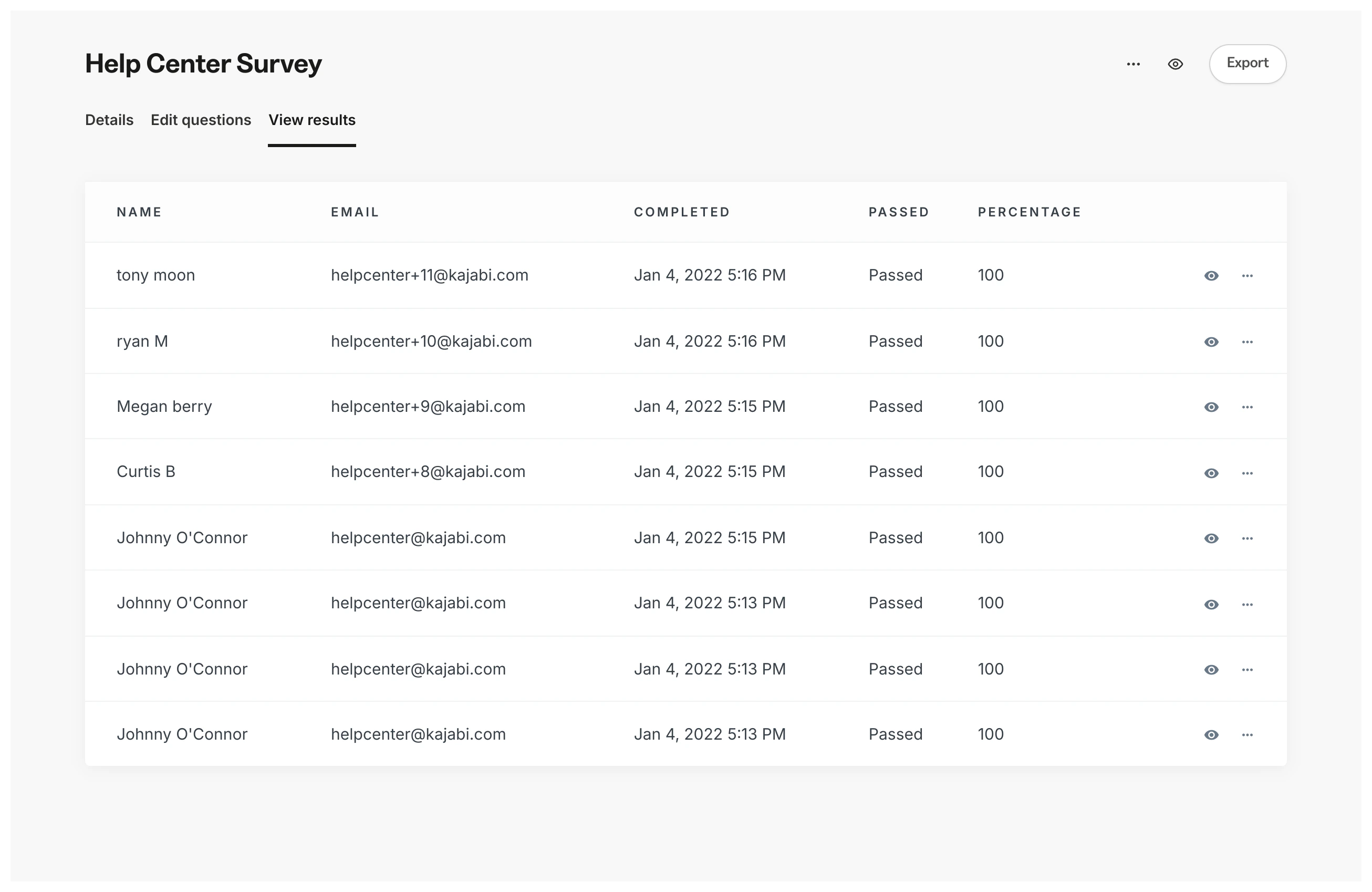 Manually graded results