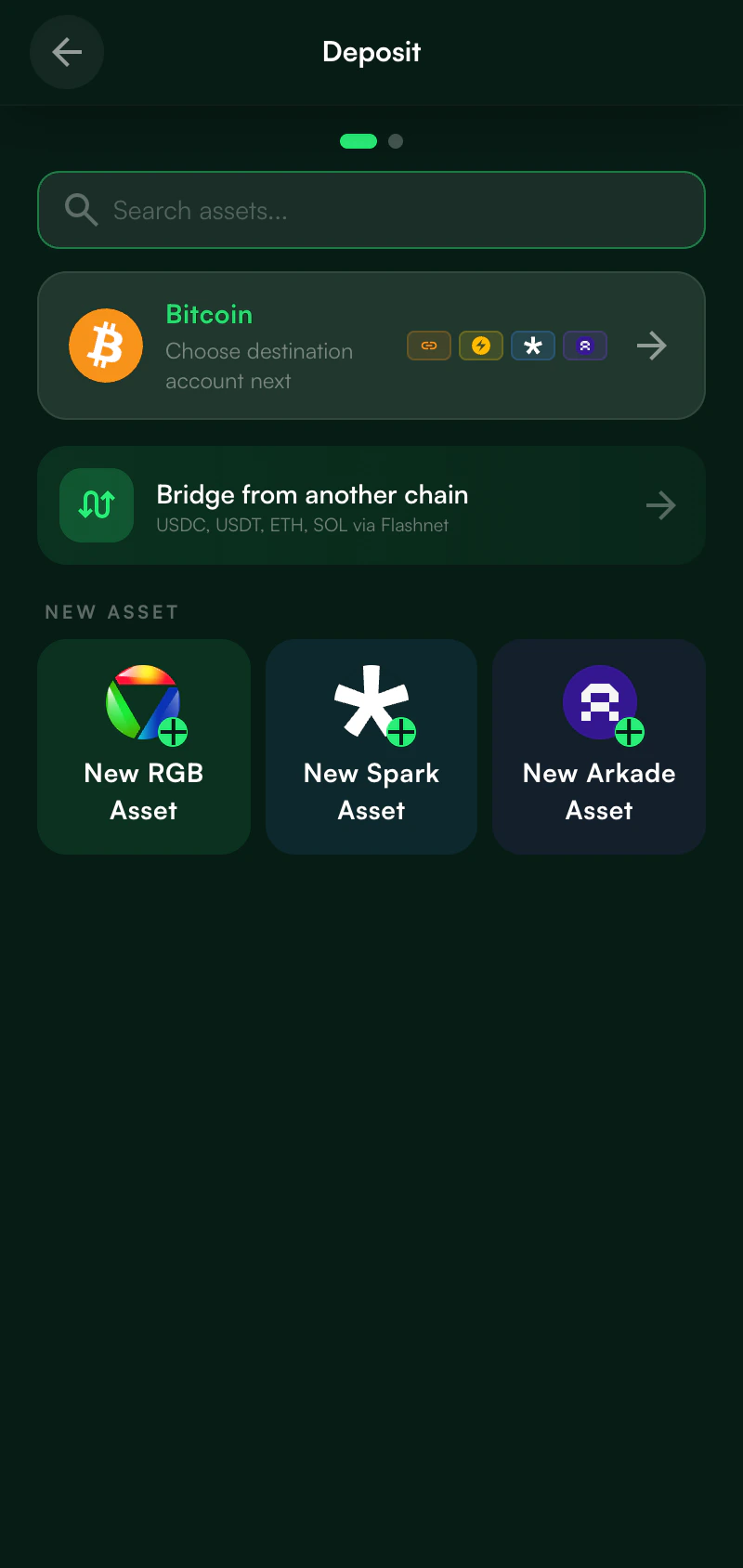 KaleidoSwap deposit flow