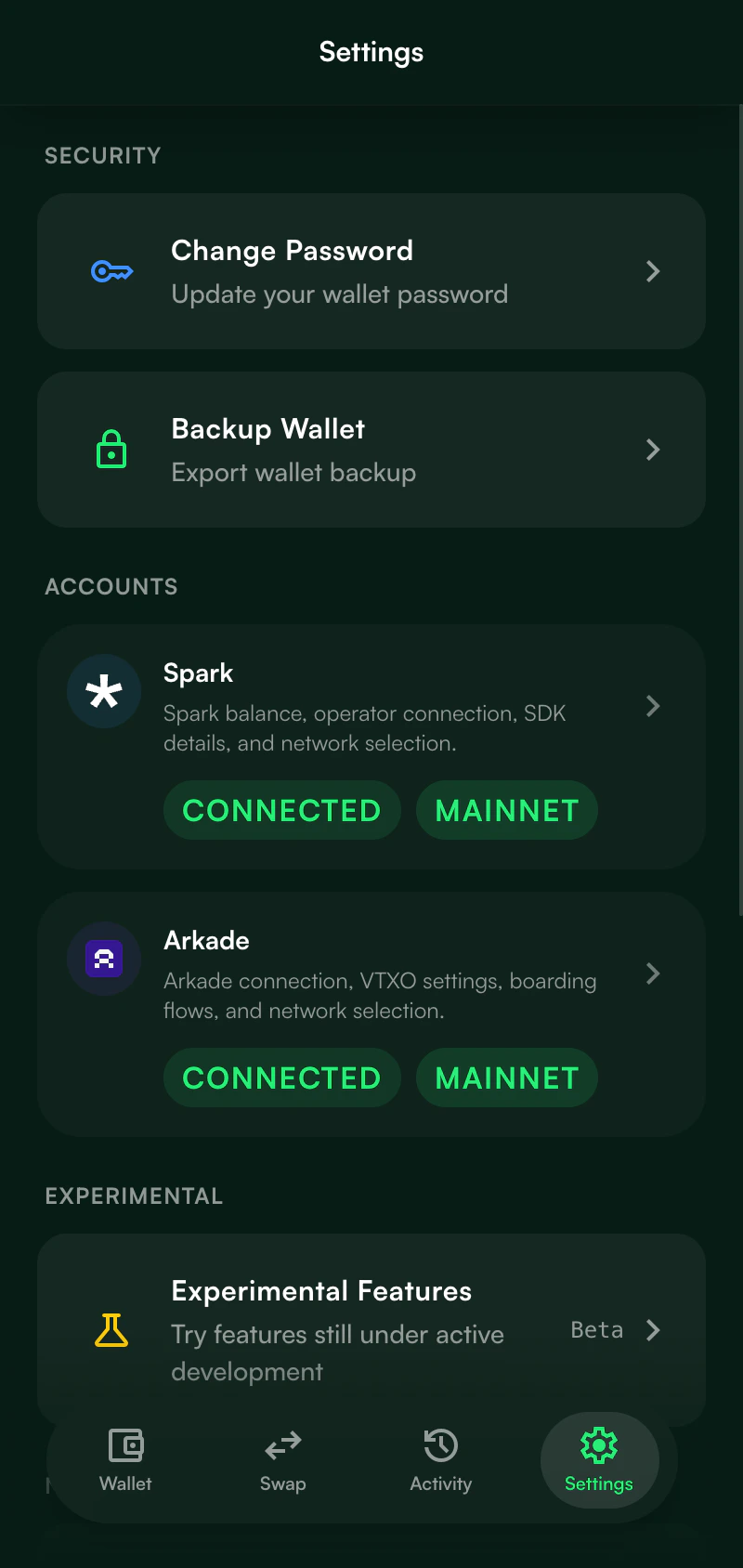 KaleidoSwap settings