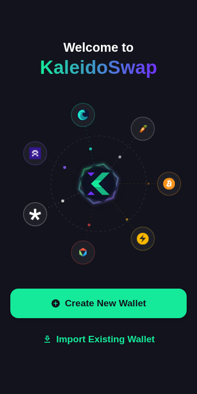 KaleidoSwap Extension welcome screen