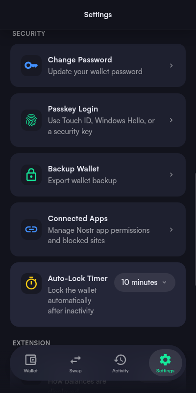KaleidoSwap settings