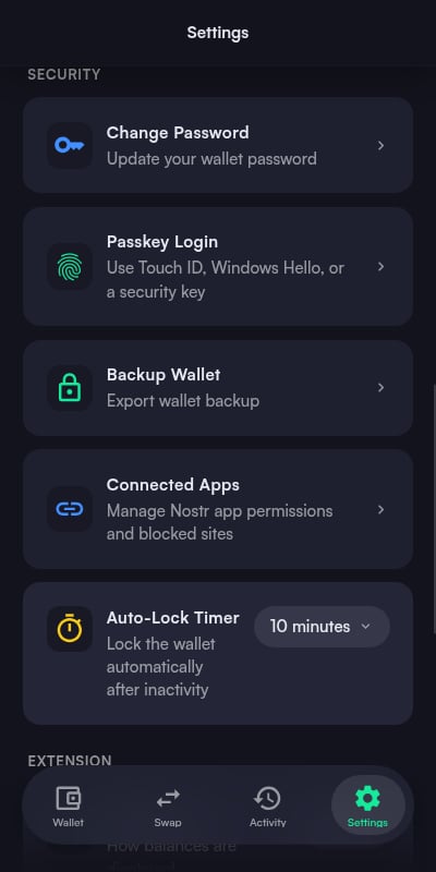 KaleidoSwap settings