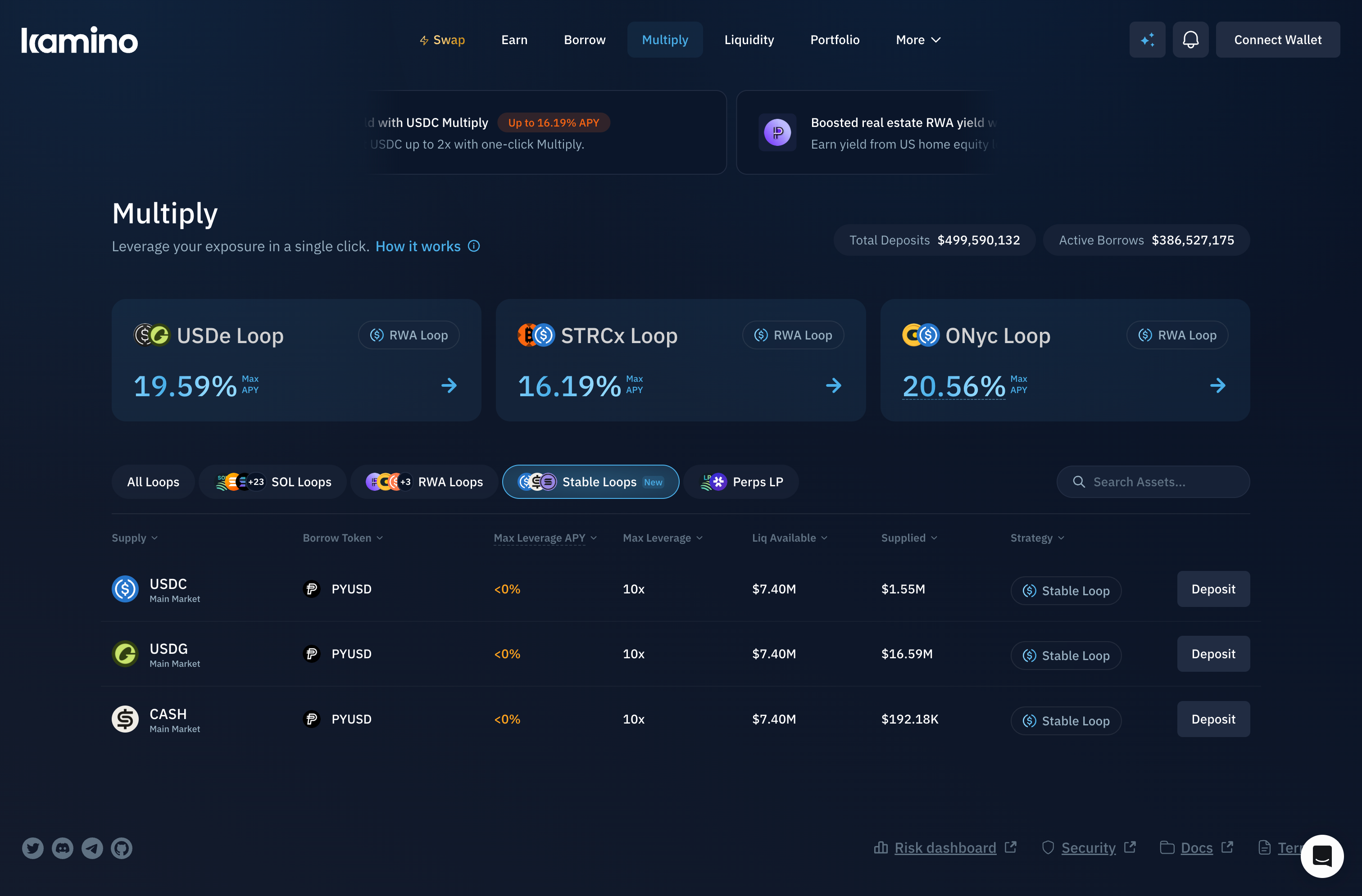 Kamino Multiply homepage