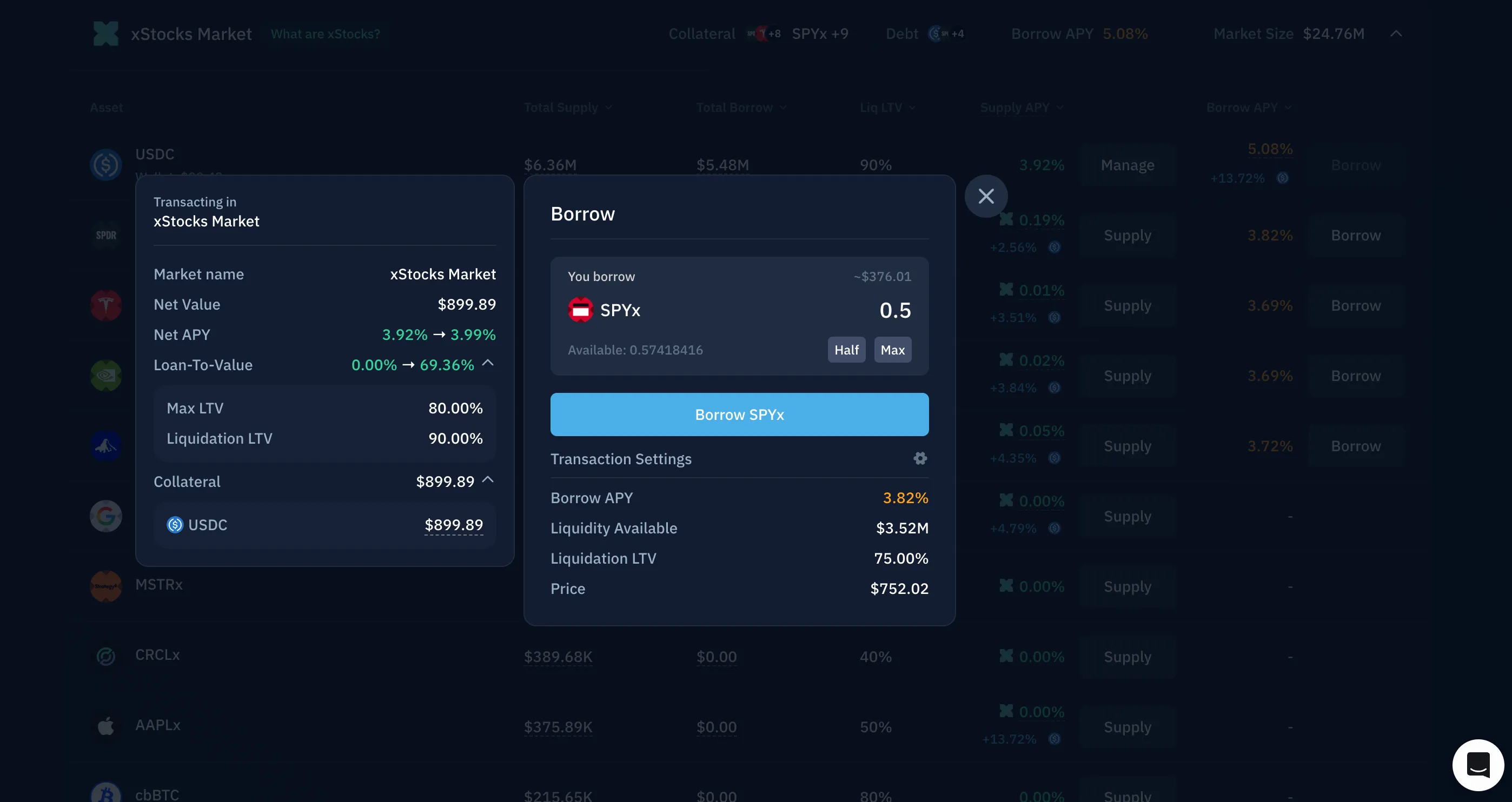 Borrowing an xStock