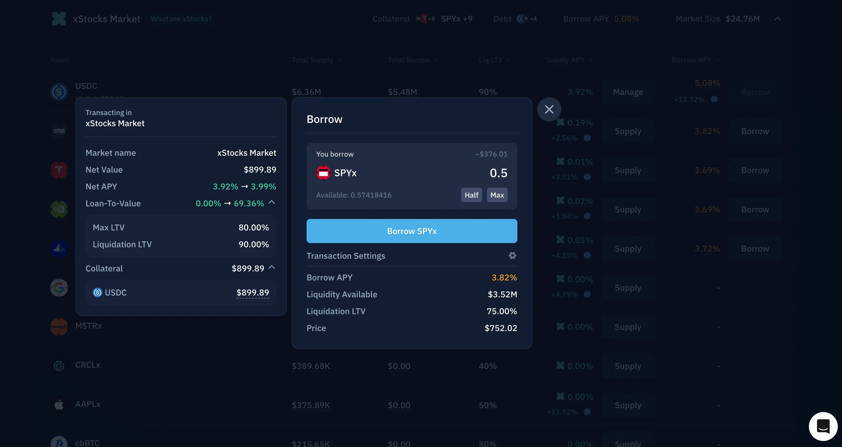 Borrowing an xStock