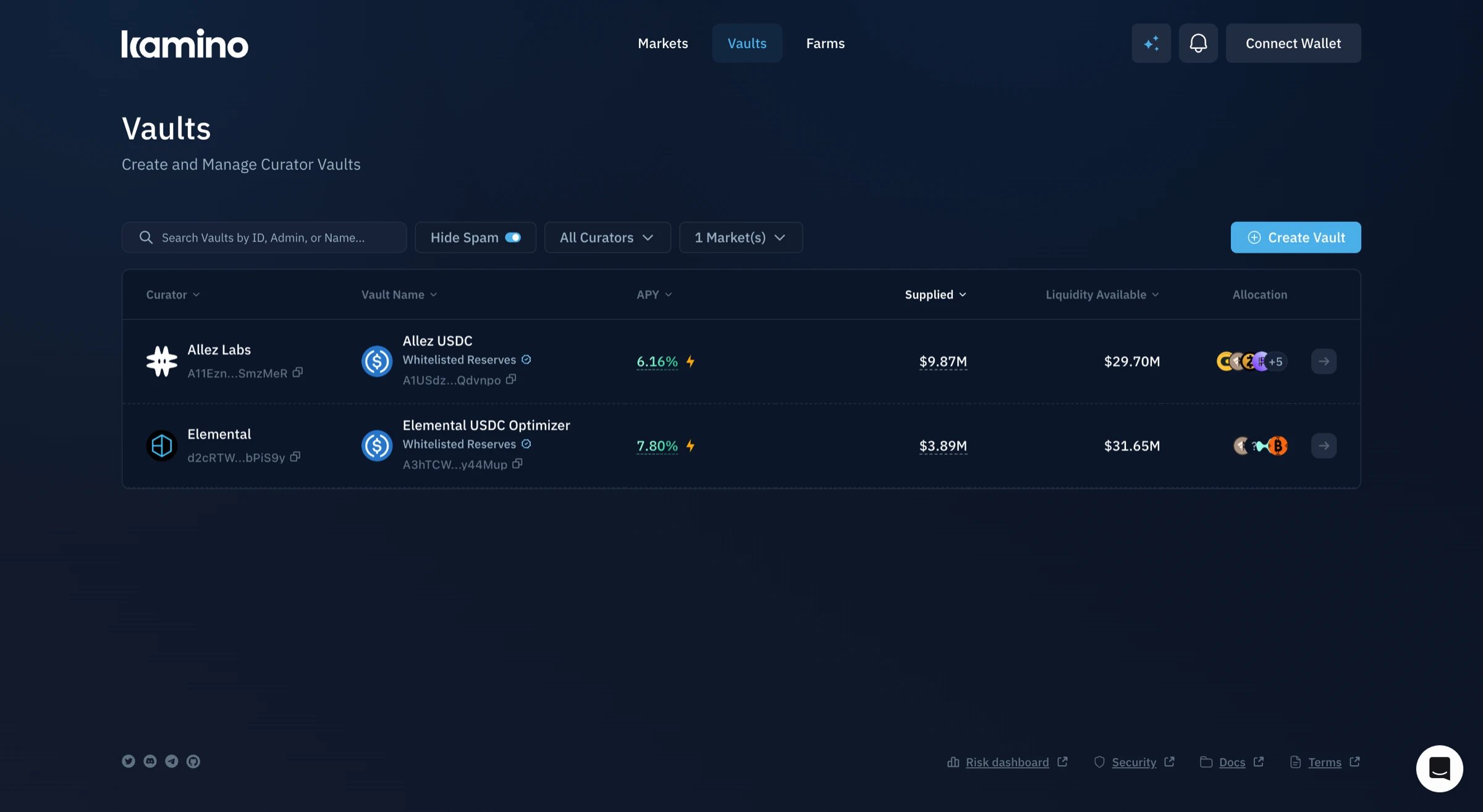 Kamino curators vault overview