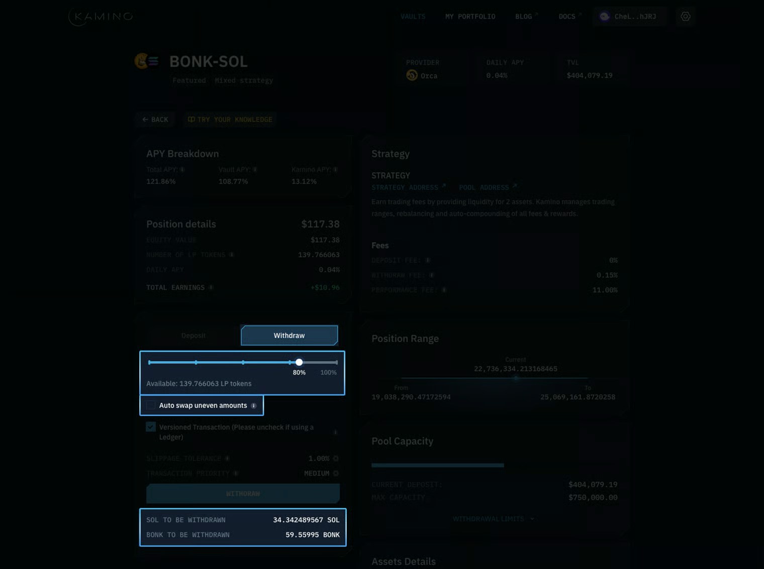 Auto-swap balanced withdrawal