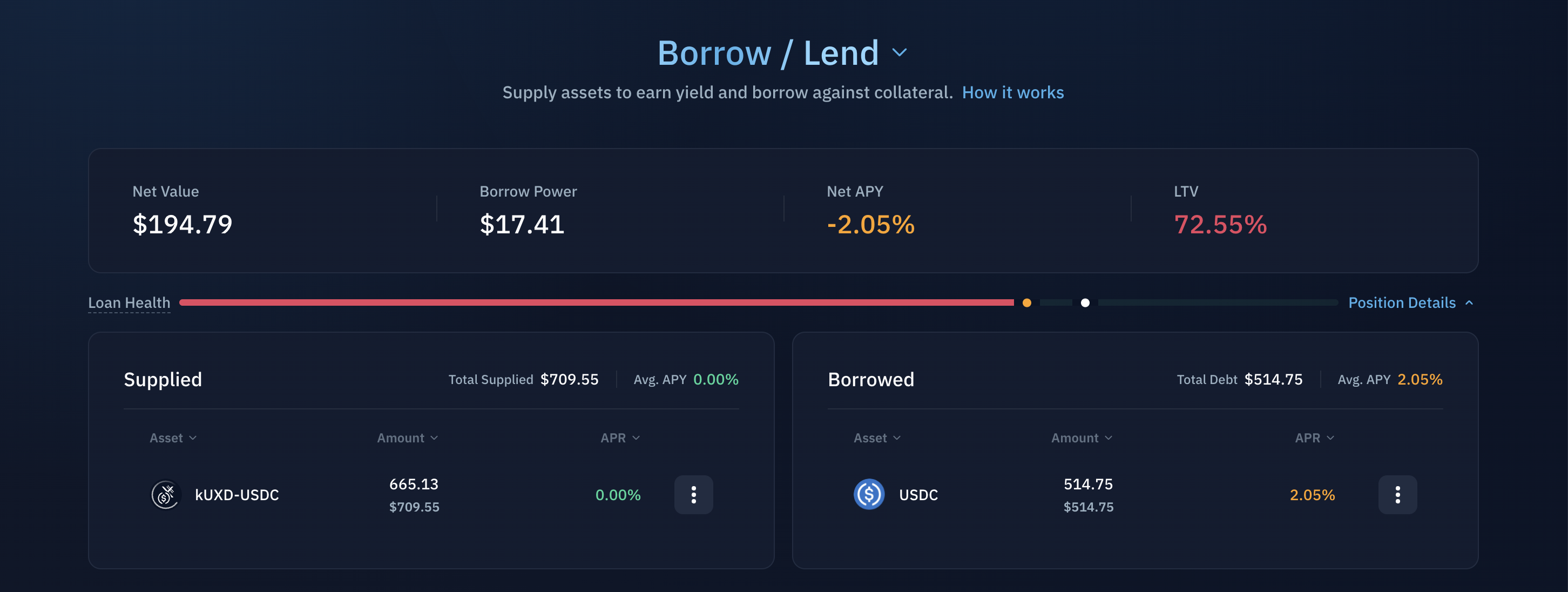 Borrow Position Details