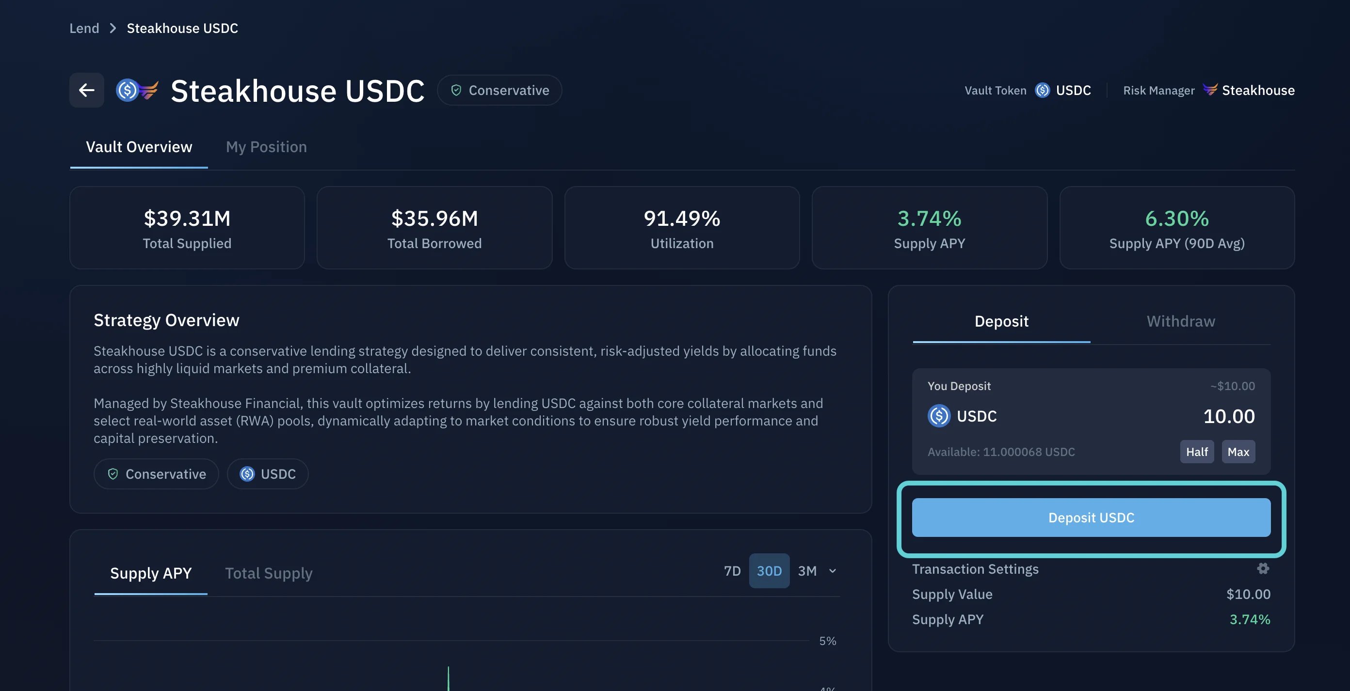 Deposit into an Earn Vault