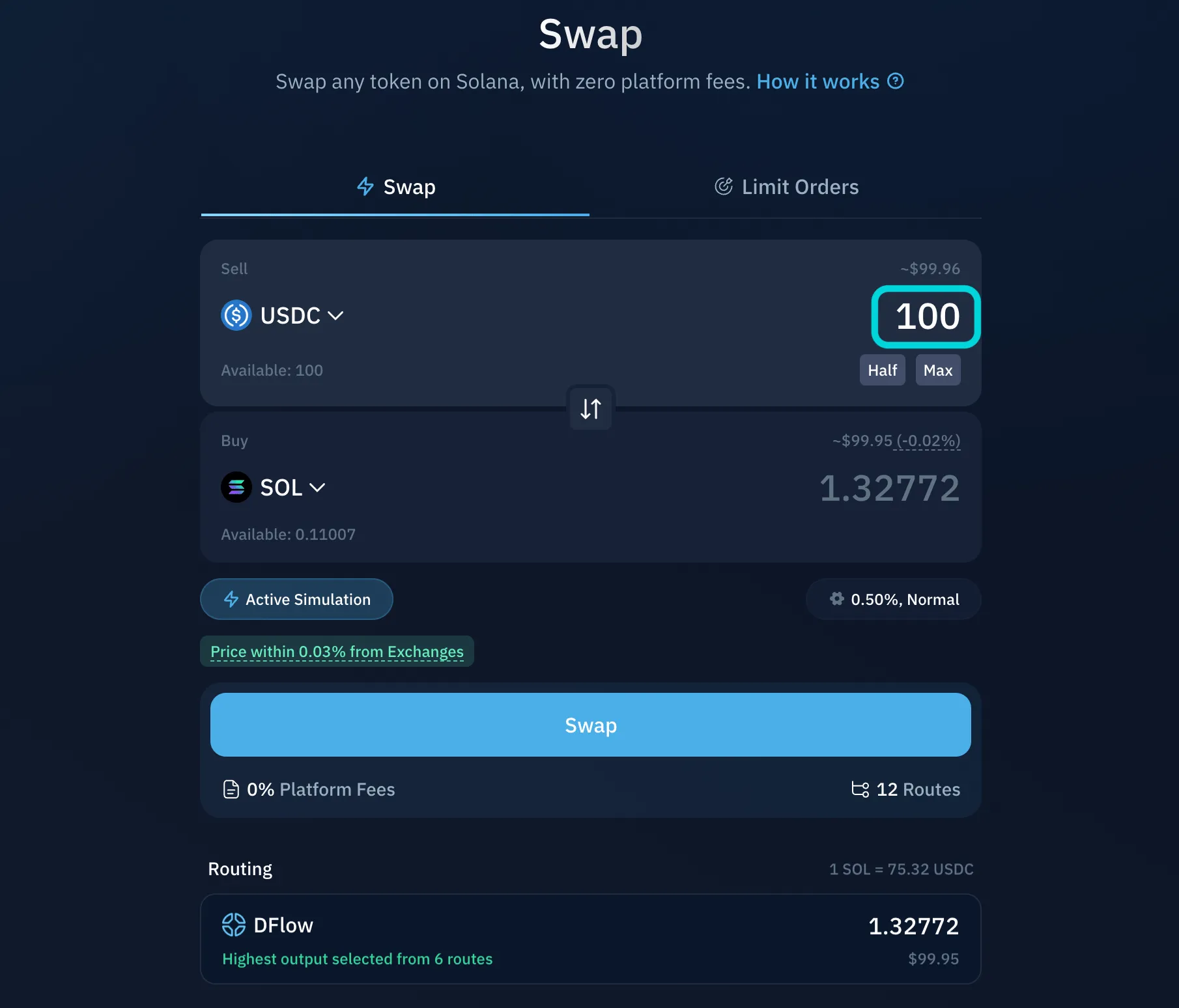 Enter swap amount
