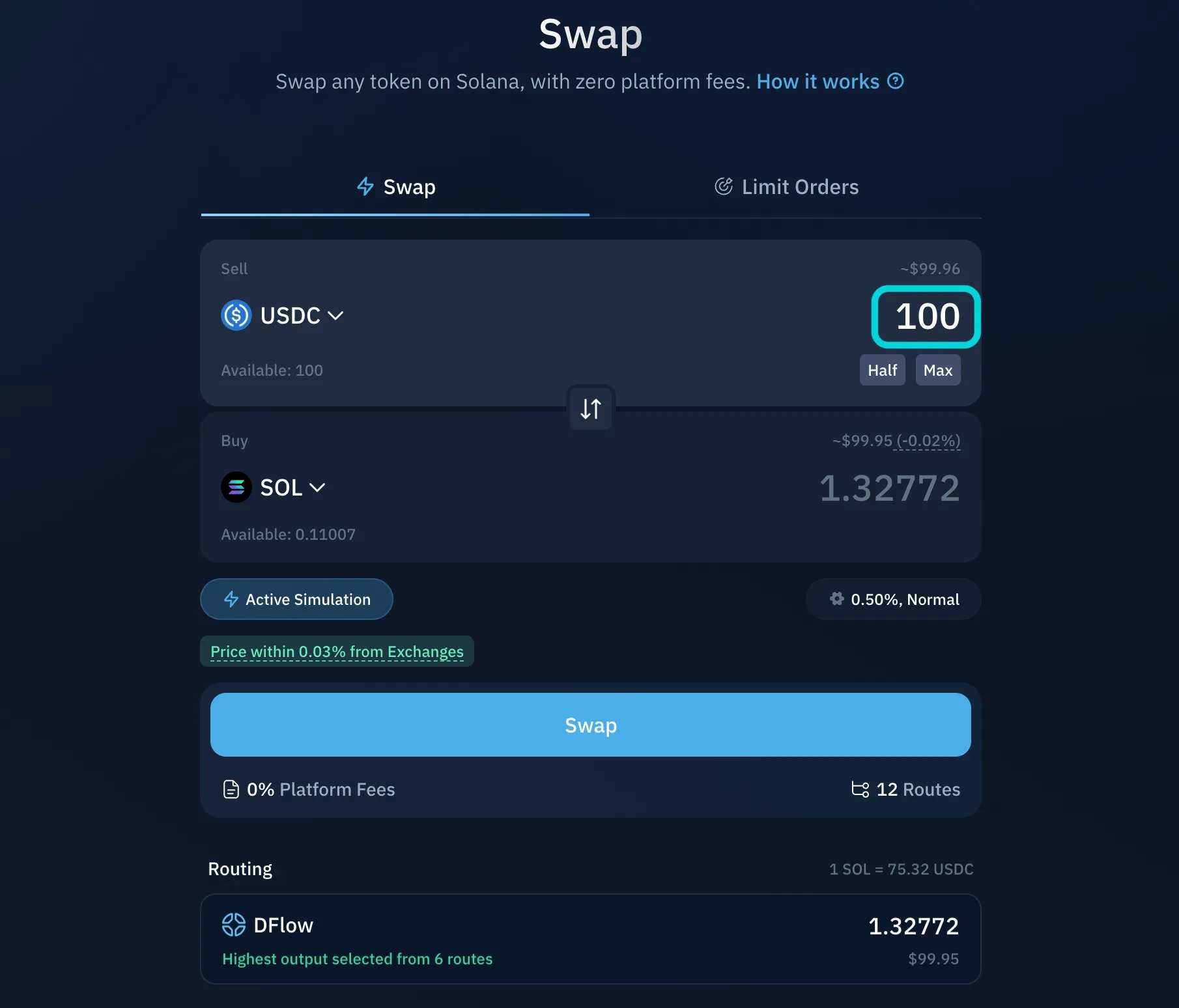 Enter swap amount
