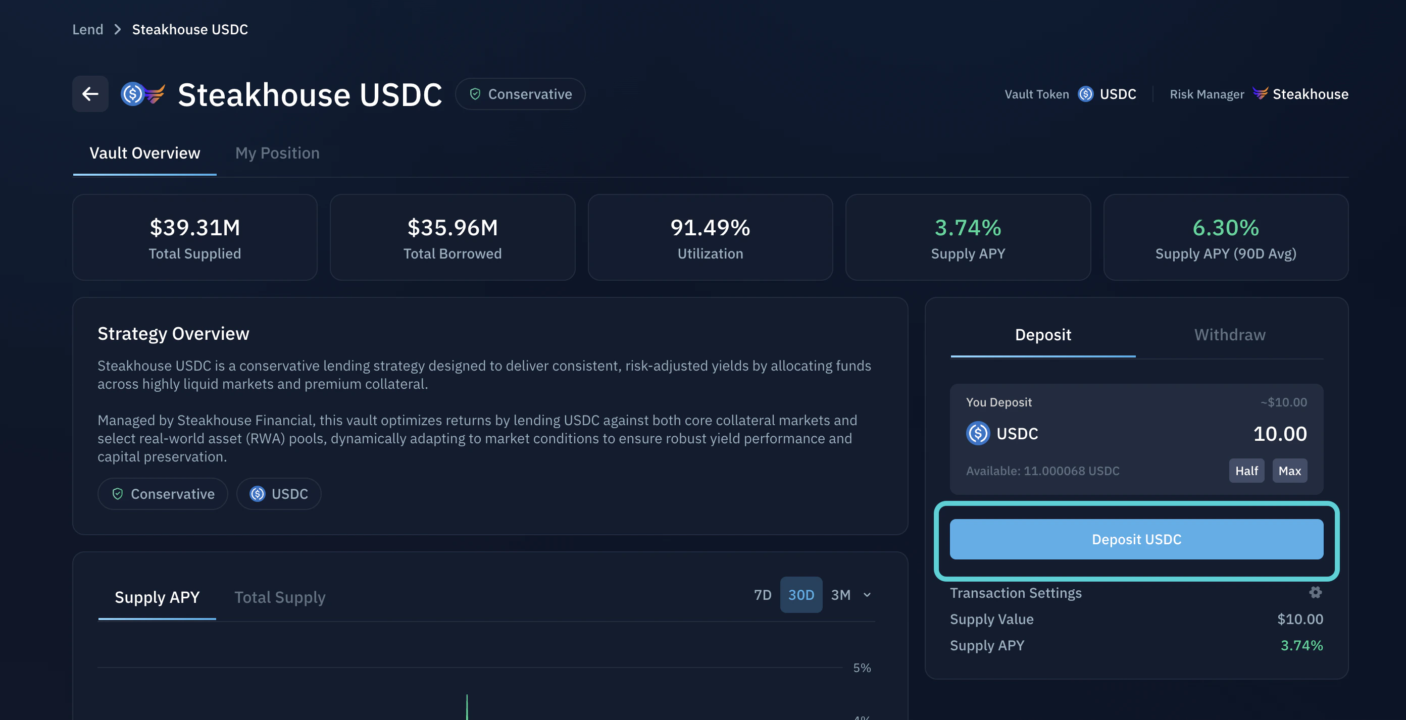Deposit into an Earn Vault