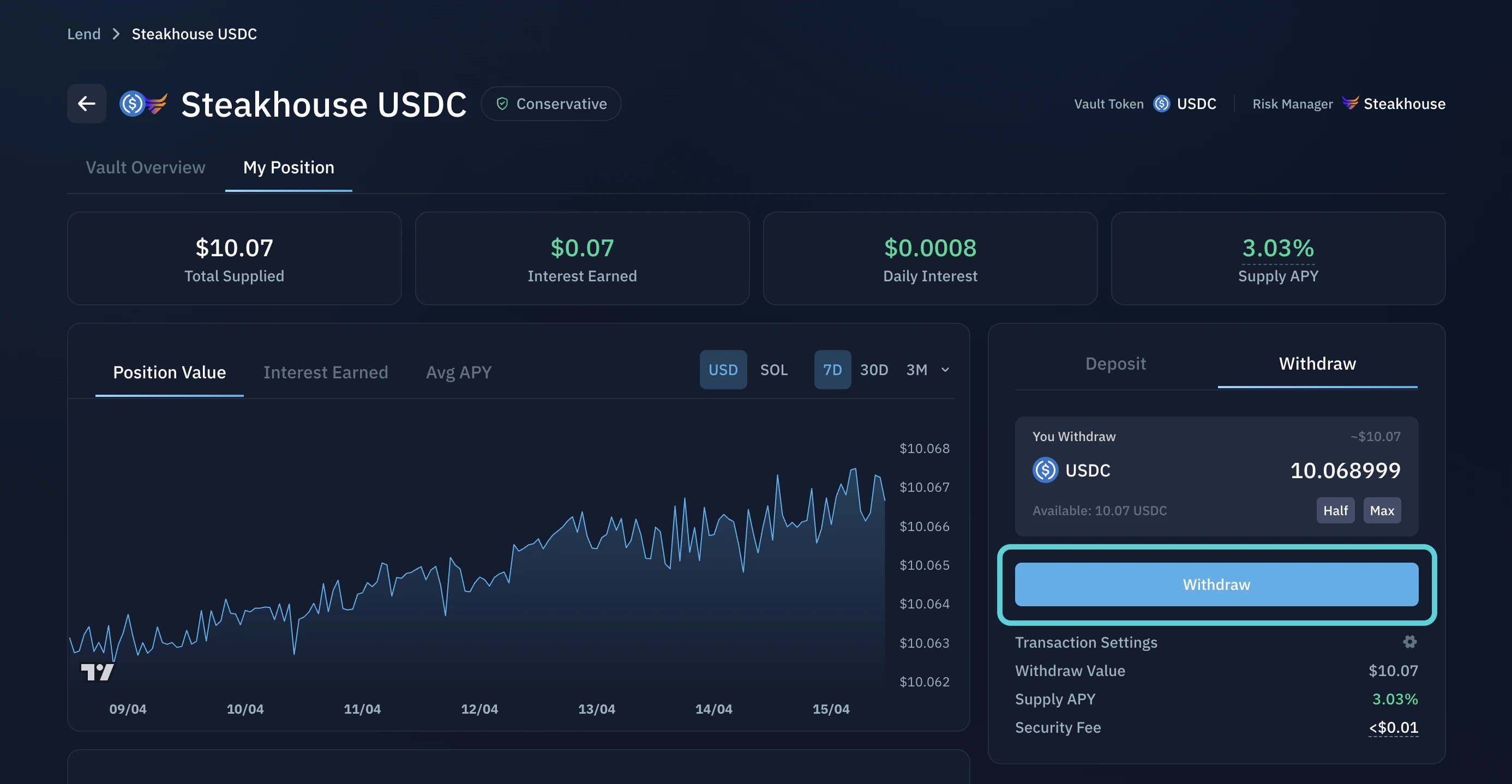 Withdraw from an Earn Vault