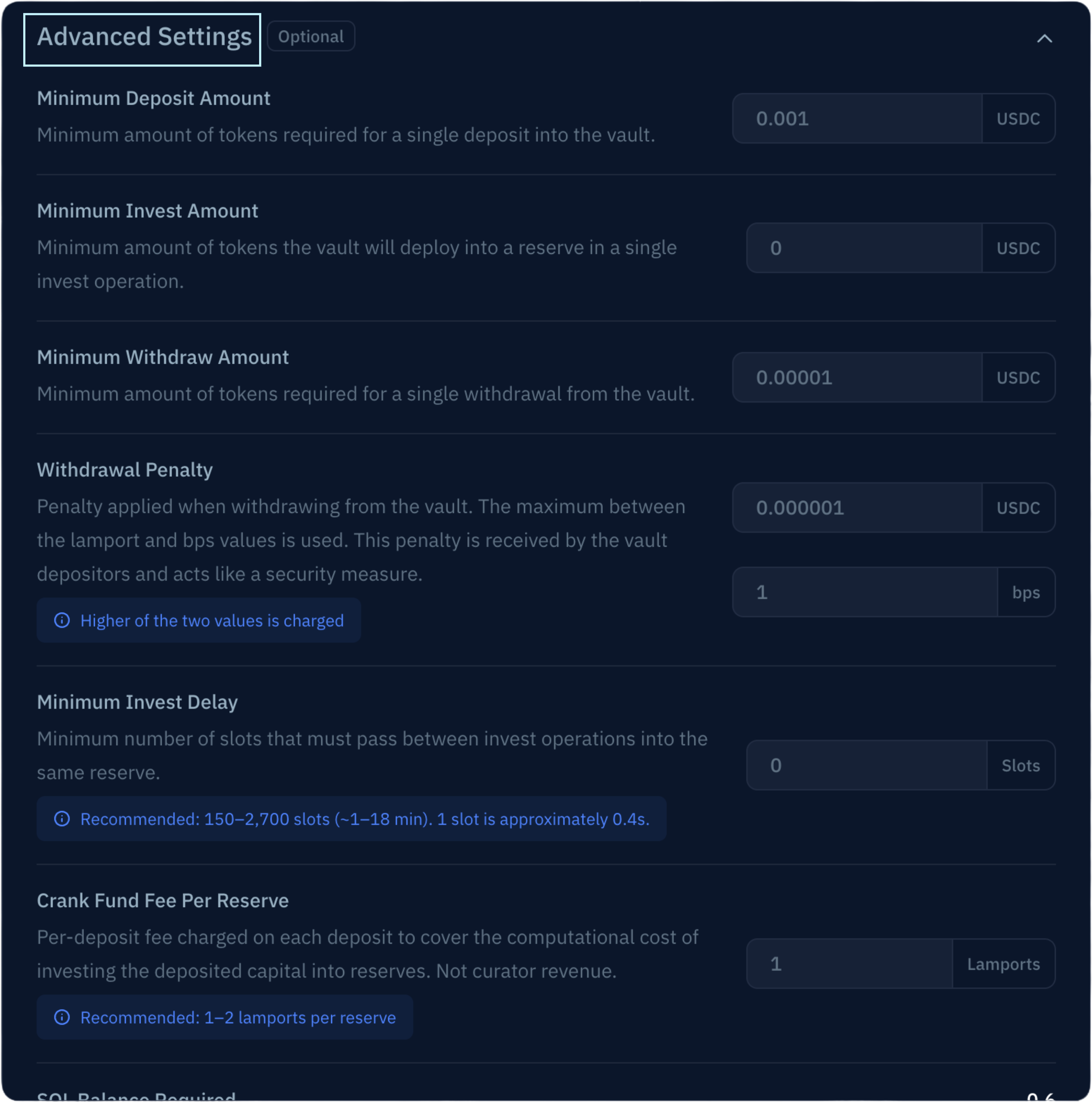 Advanced Settings section