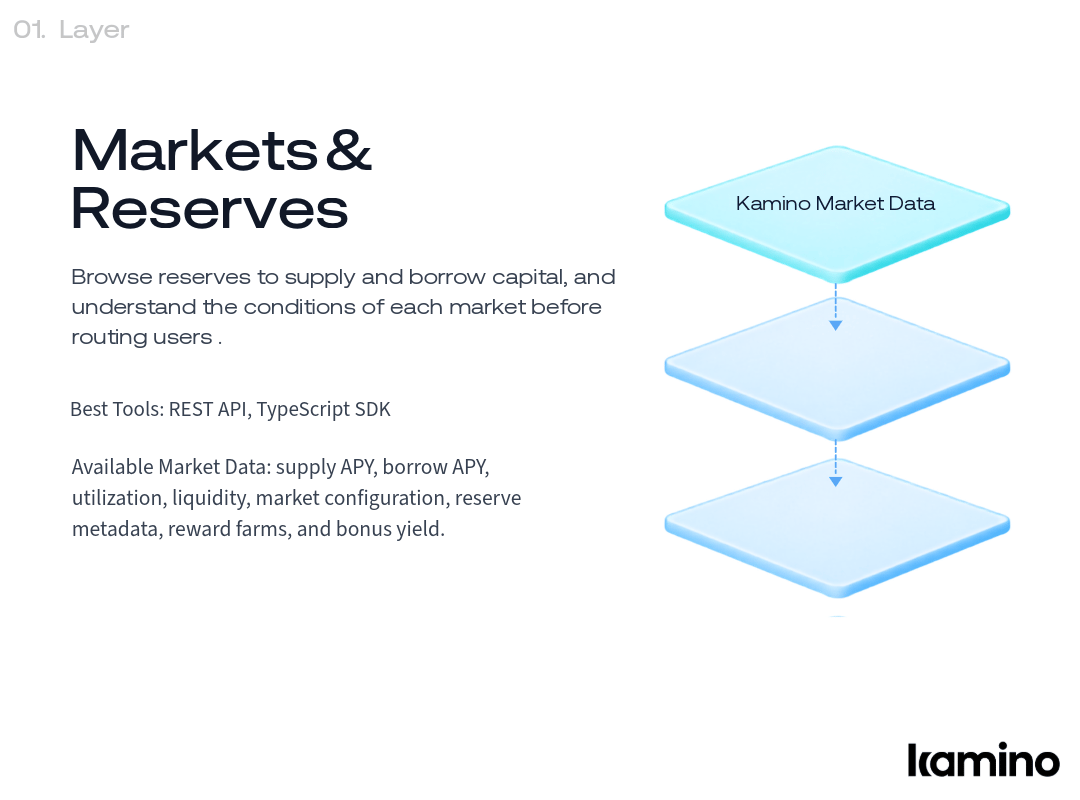Layer 1, Markets and Reserves: browse reserves to supply and borrow capital and understand each market's conditions before routing users