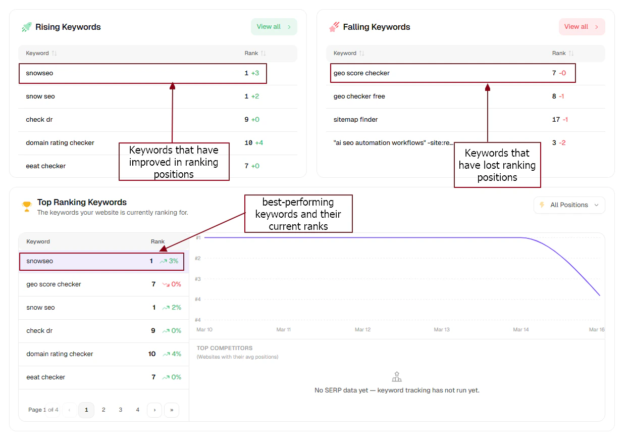 Keyword Rank Tracking Dashboard