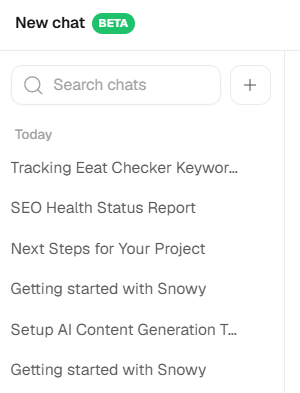 Snowy chat history rail in Window mode