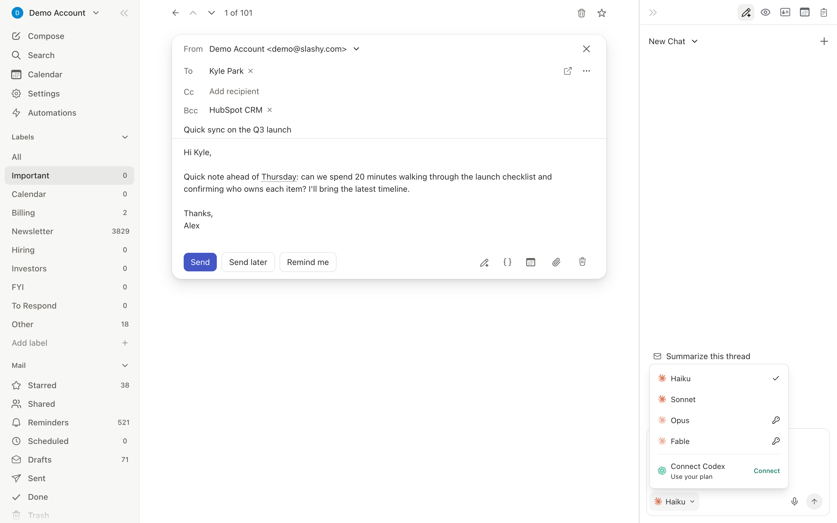 AI email rating showing effectiveness score and improvement suggestions