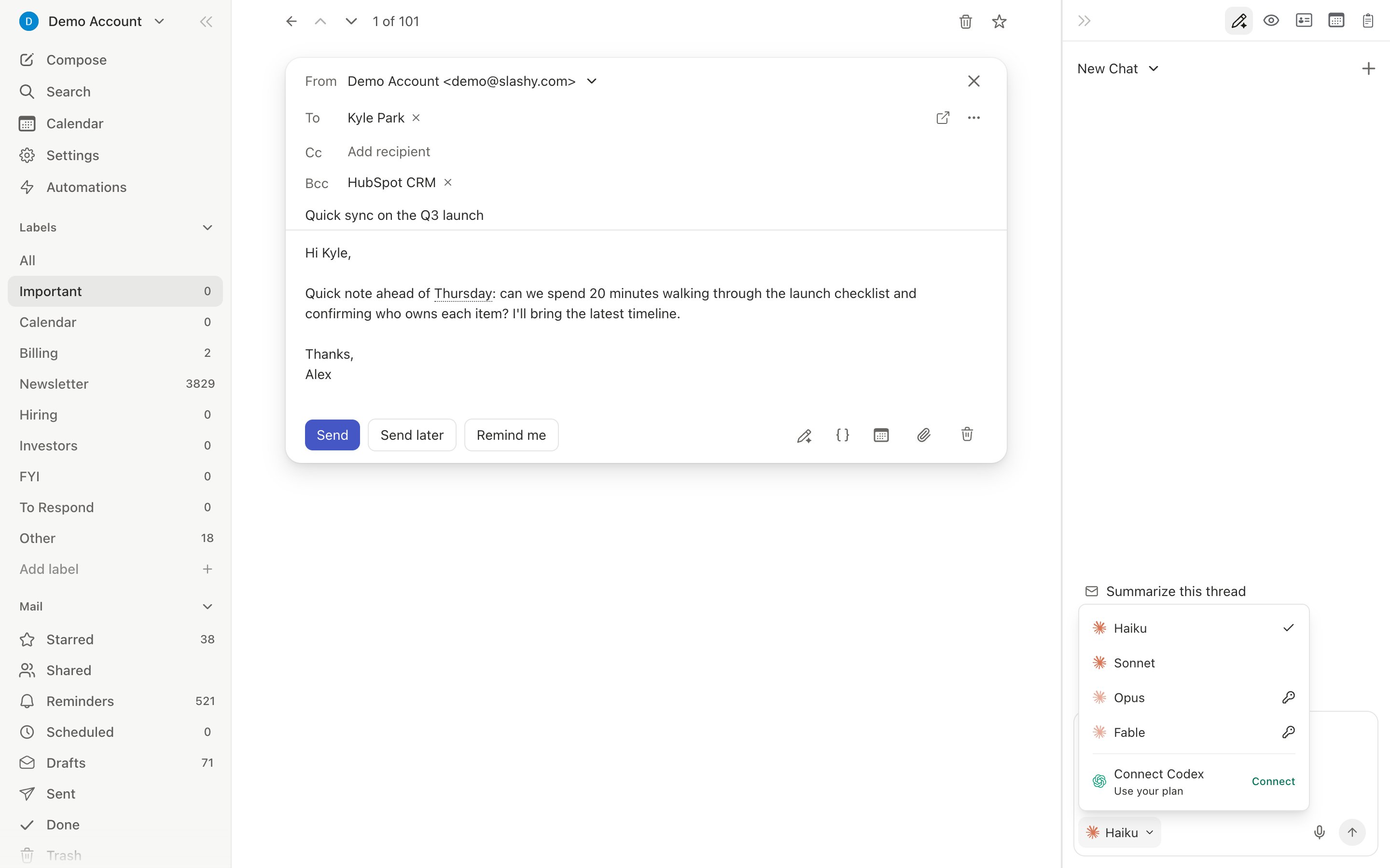 AI email rating showing effectiveness score and improvement suggestions