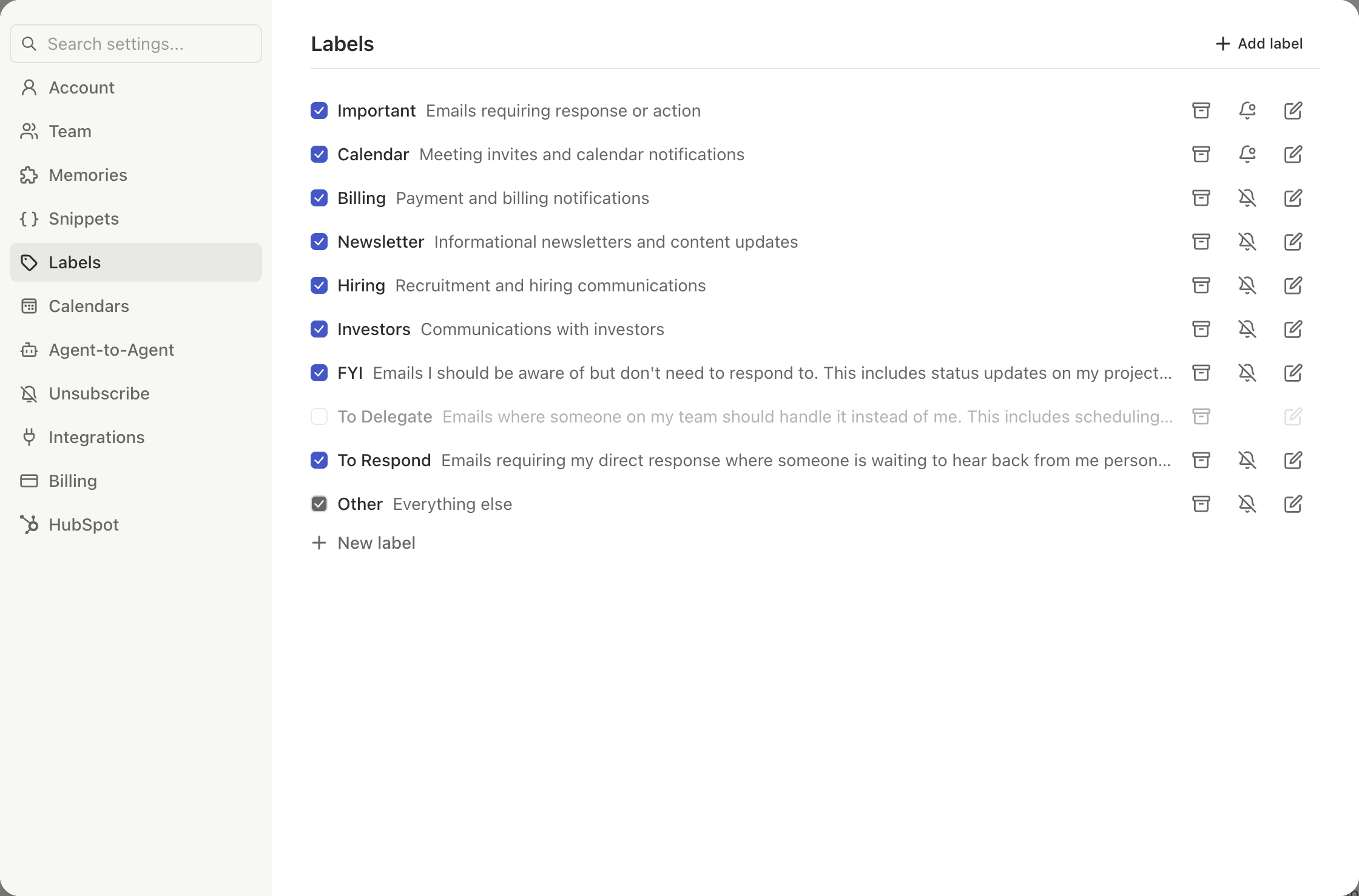 Follow-up automation settings showing timing and draft options