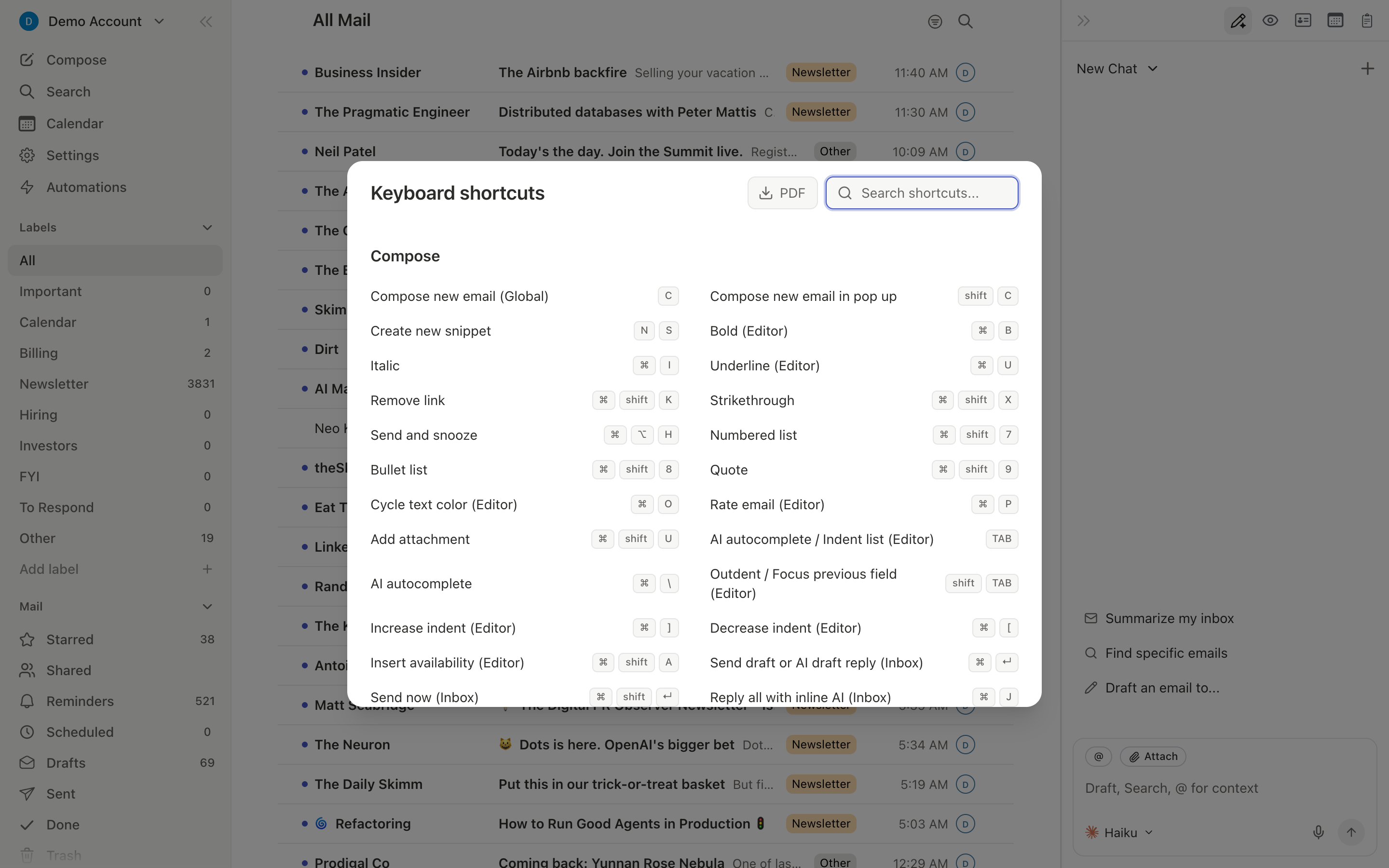 Batch action confirmation showing archived thread count