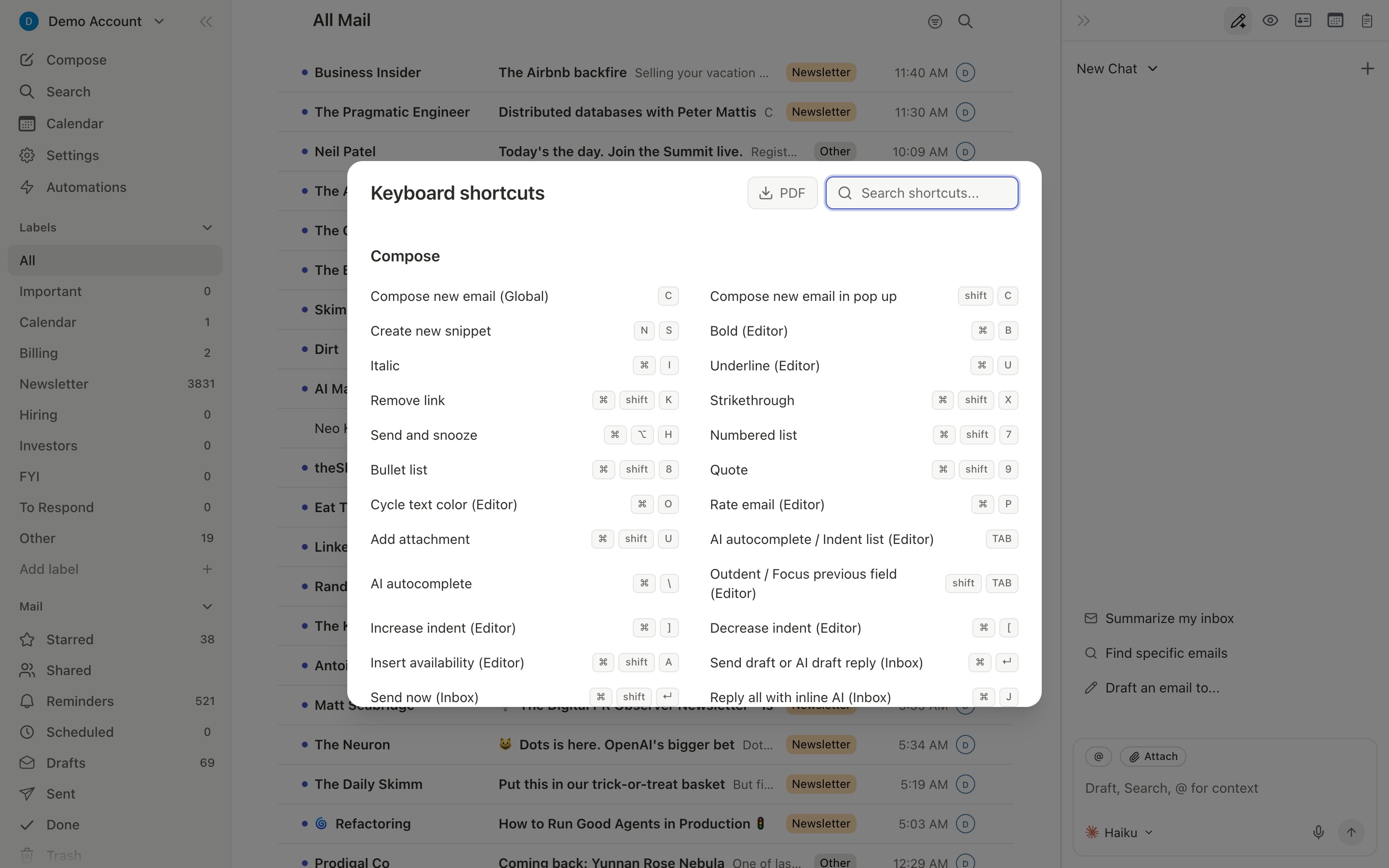 Batch action confirmation showing archived thread count