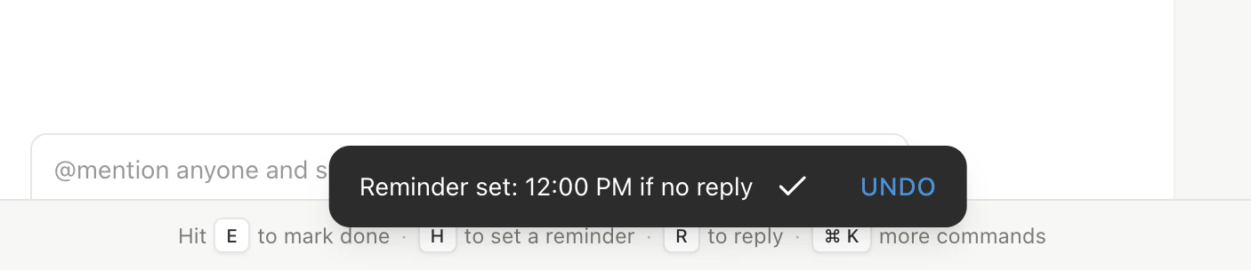 Sent email with auto-reminder indicator showing remind in 3 days if no reply