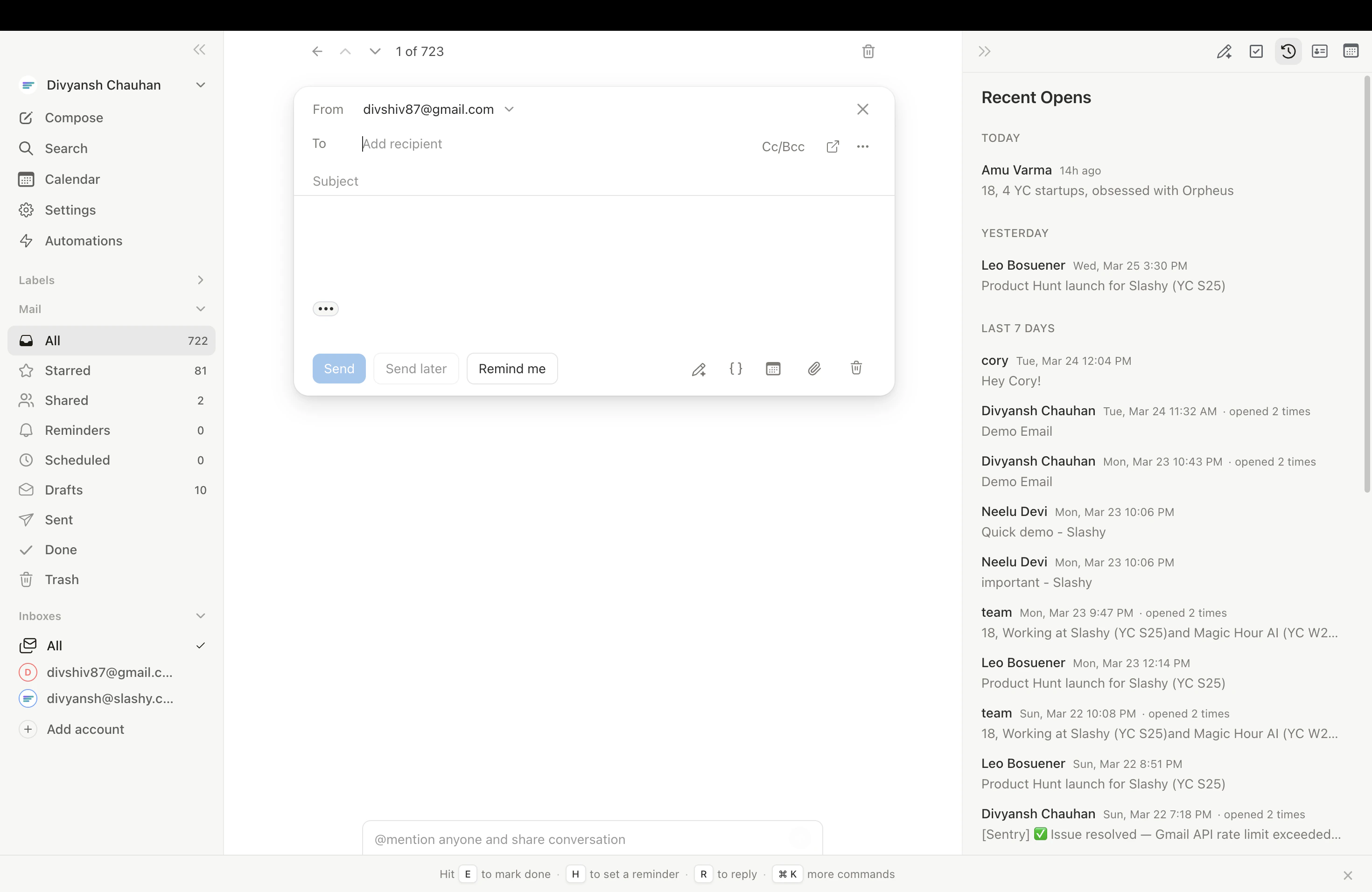 Compose window with email tracking toggle