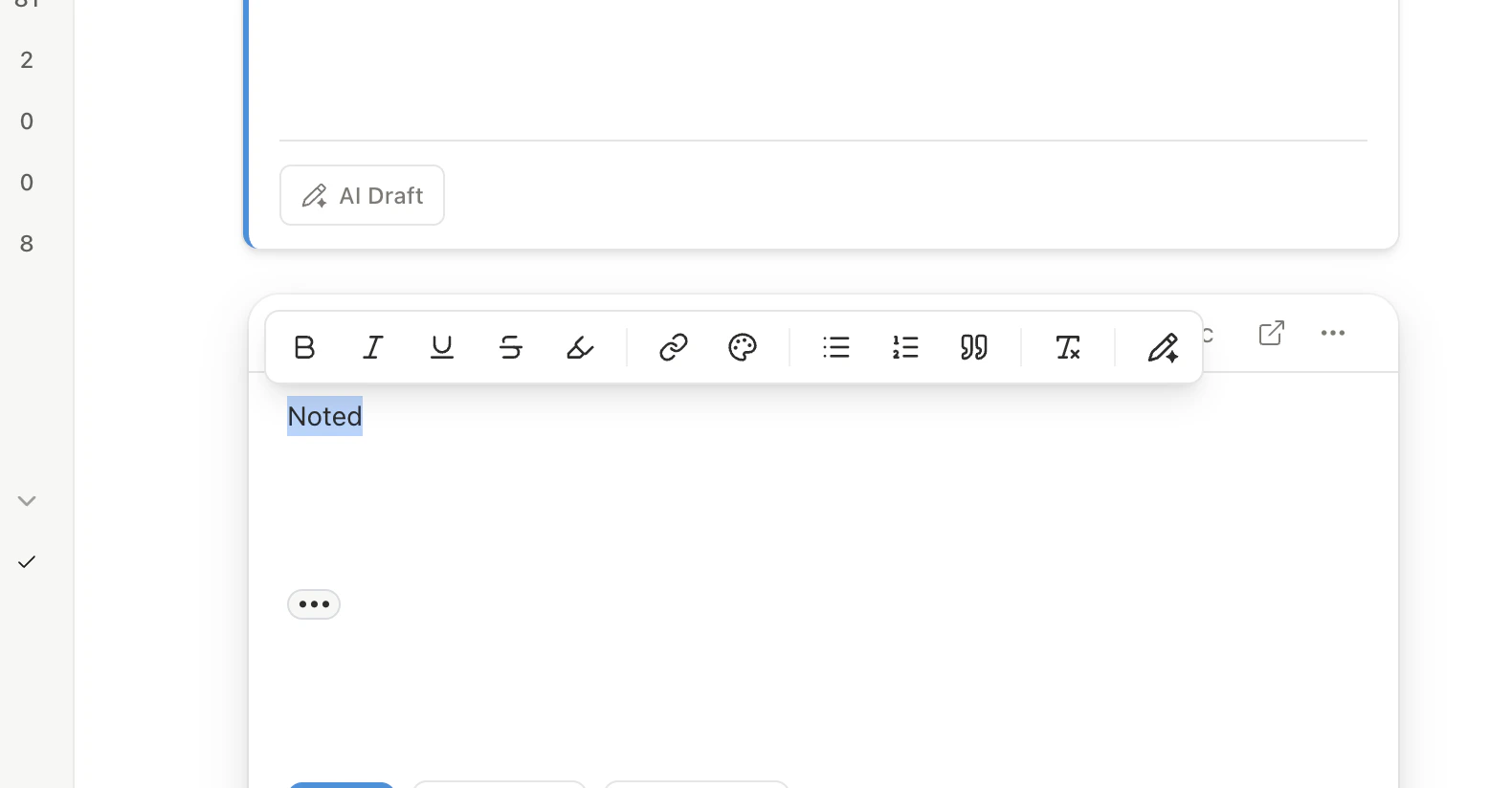 Slashy keyboard shortcuts reference panel showing navigation, compose, and action shortcuts