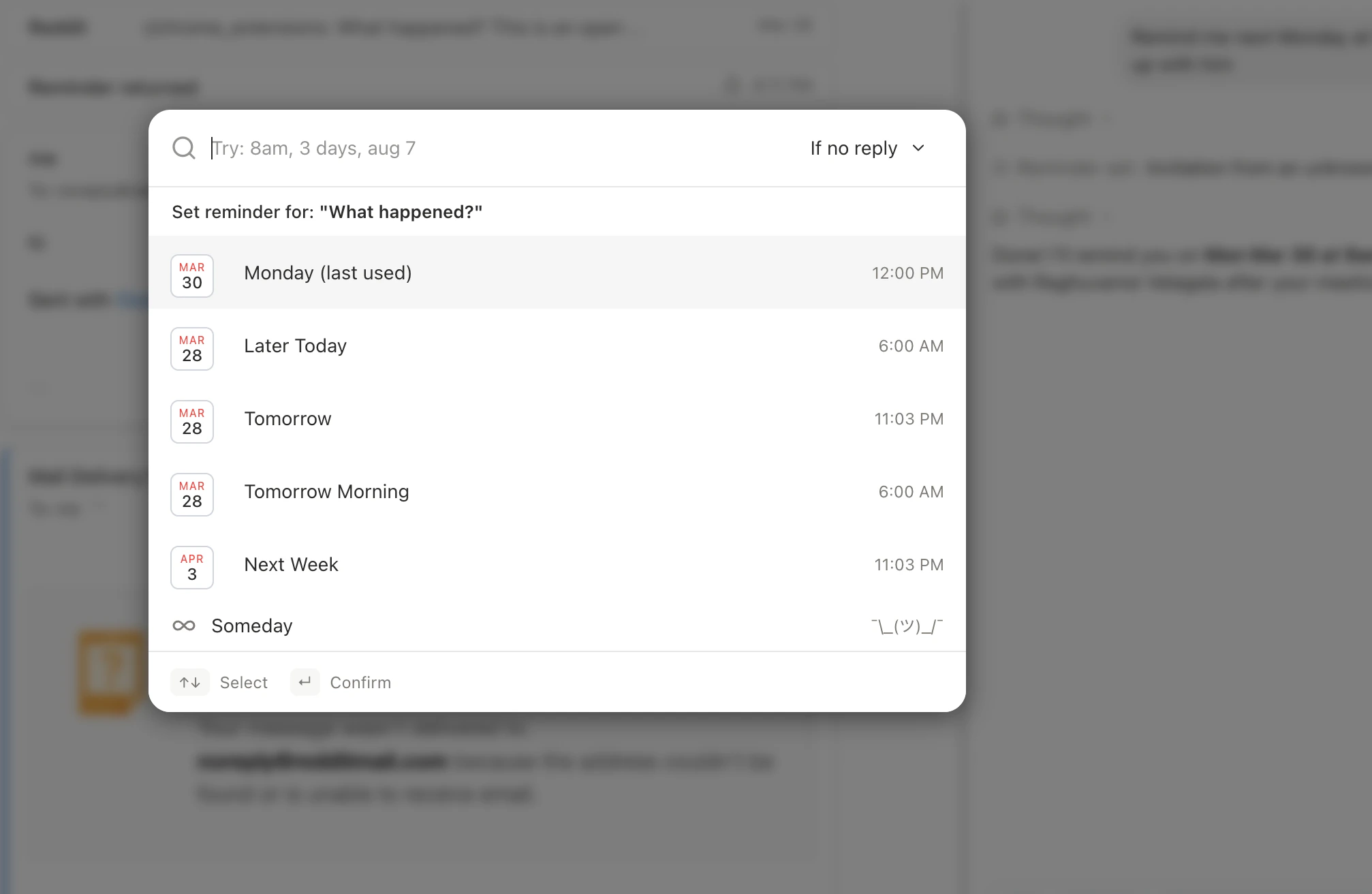Schedule send picker with preset options