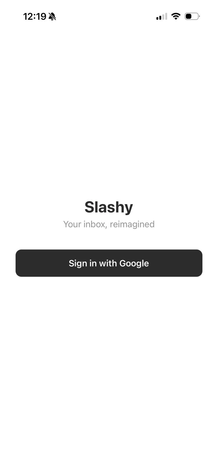 Slashy mobile login screen with Sign in with Google button