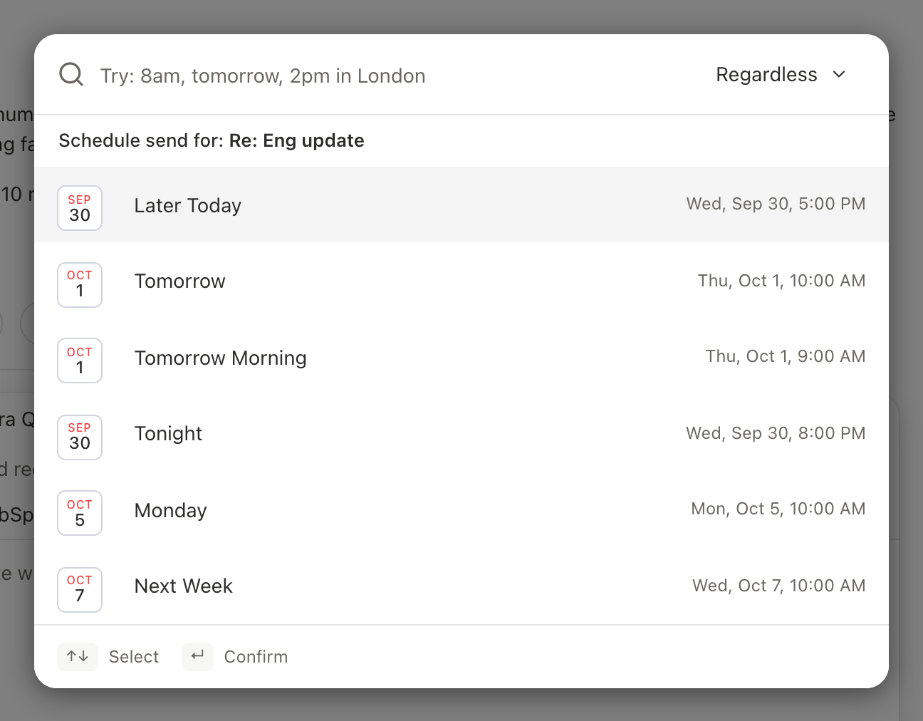 Schedule send picker with suggested send times