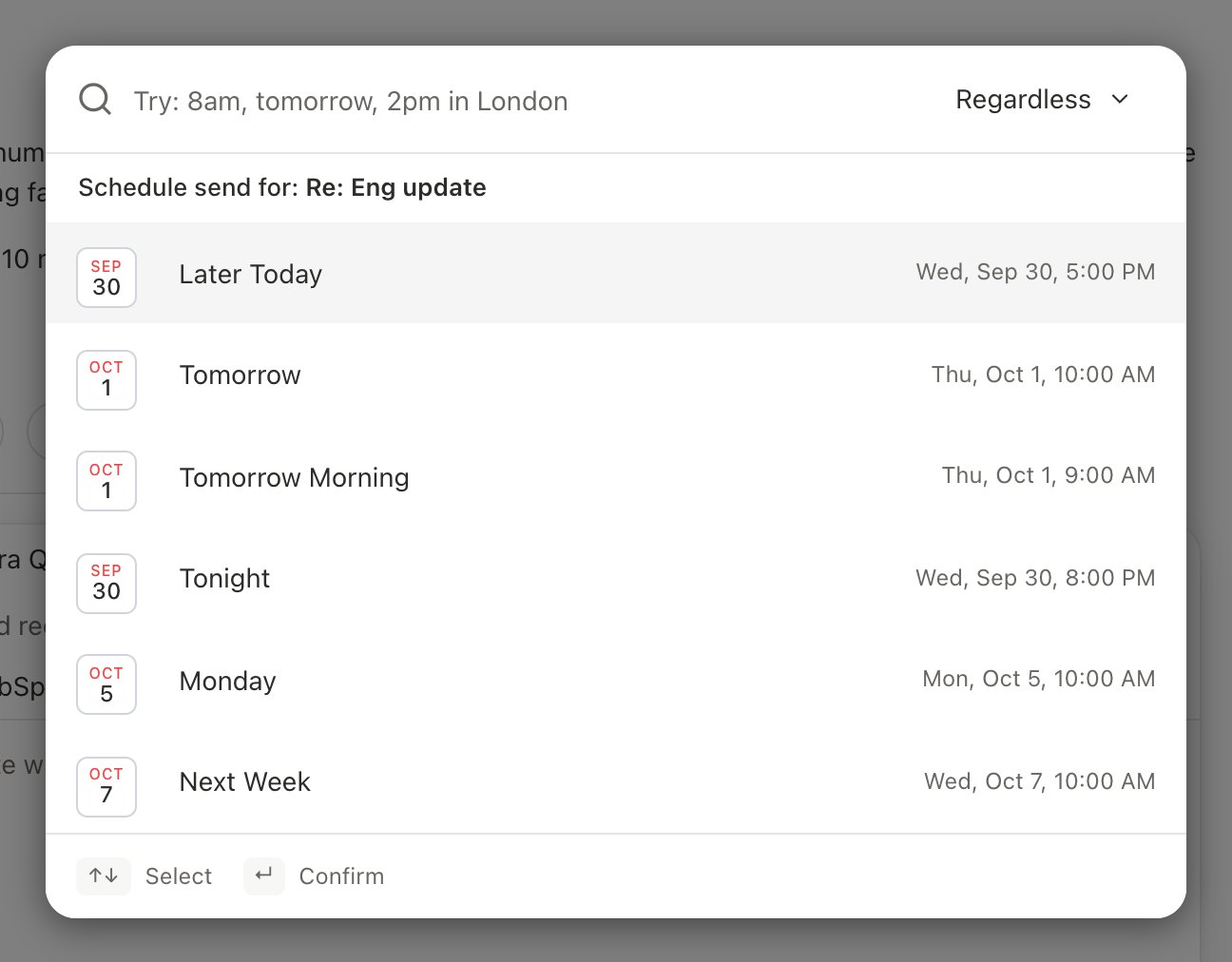 Schedule send picker with suggested send times