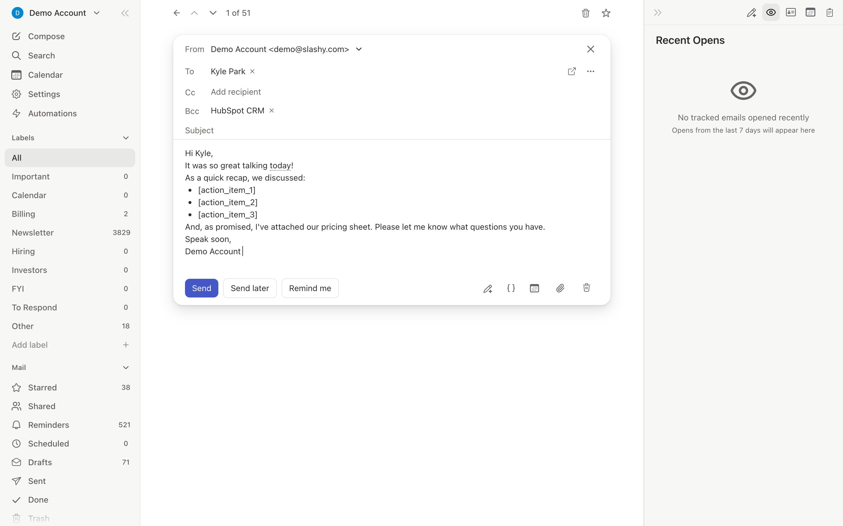 Snippet list view in settings showing shortcuts and usage counts