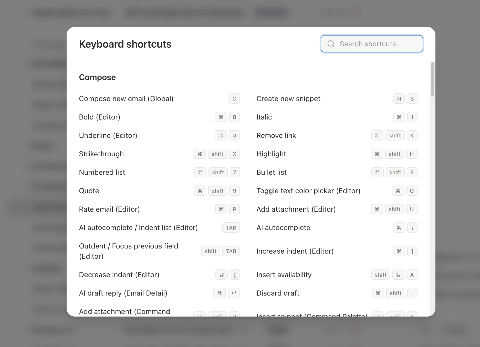 Slashy interface showing Superhuman-familiar keyboard-first design