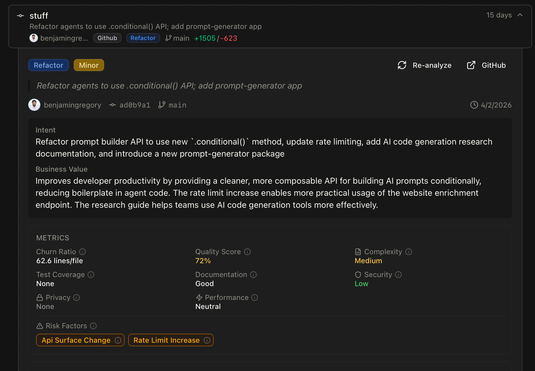 Commit semantic analysis