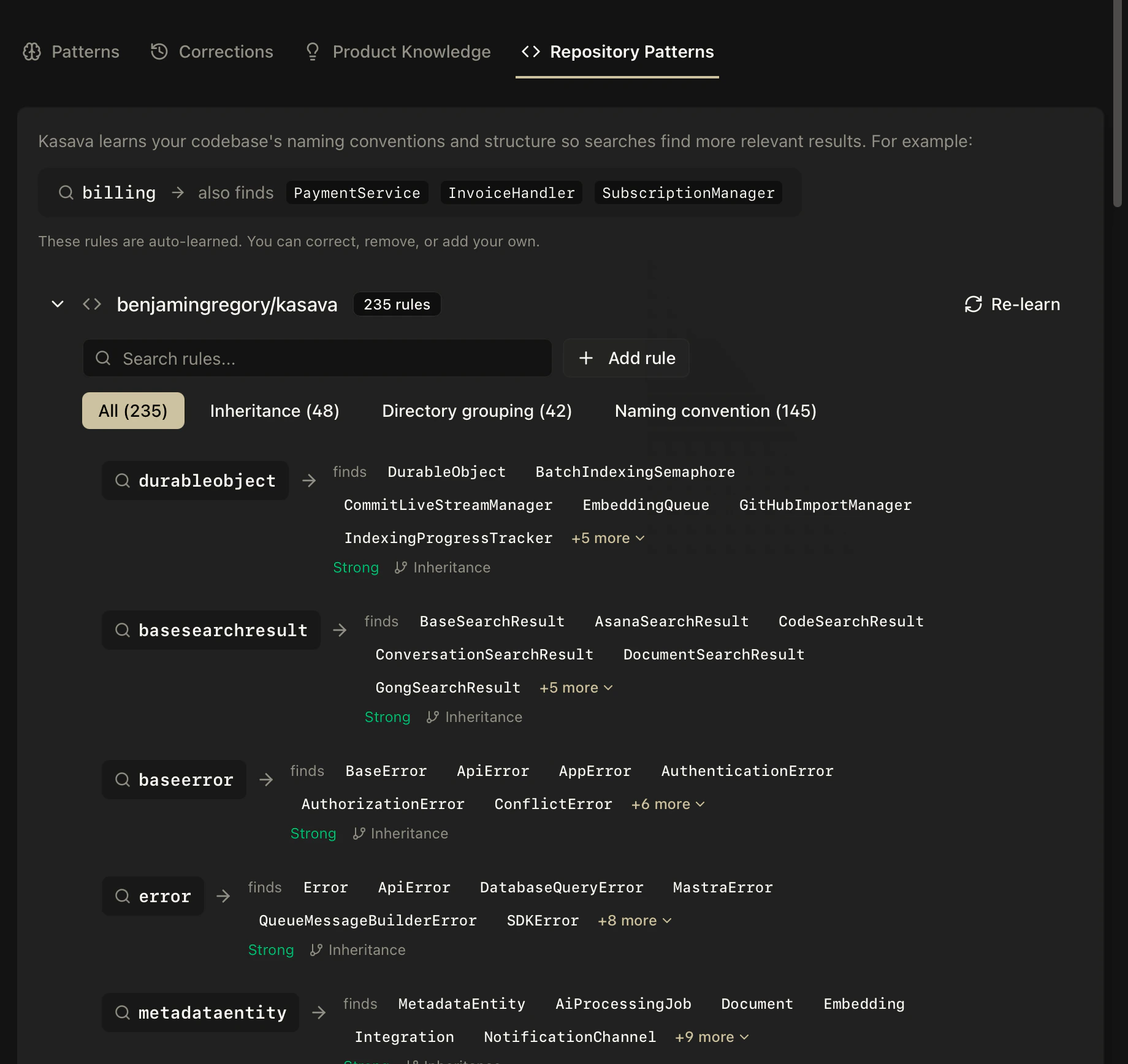 Repository pattern detection
