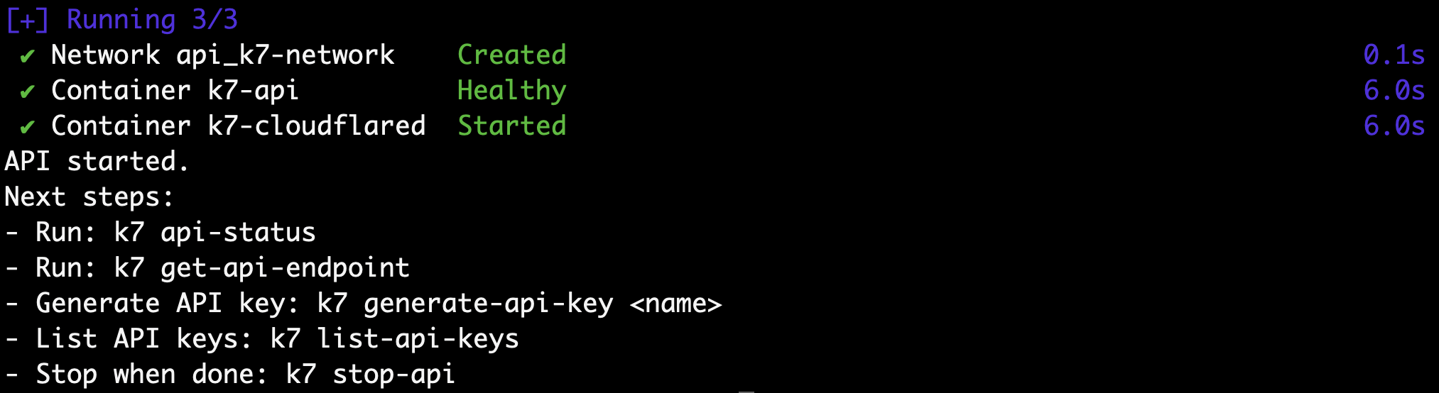 Example: k7 start-api