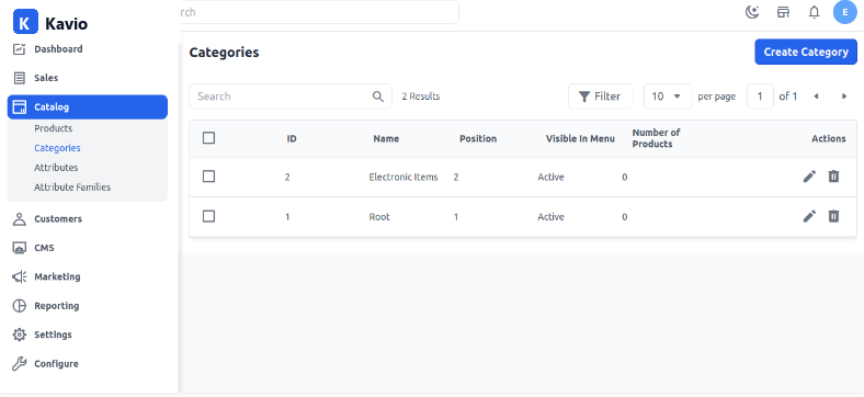 Category Grid in Kavio Ecommerce