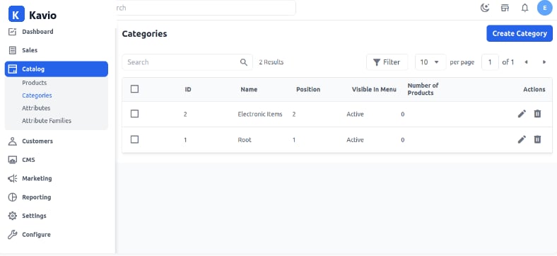 Category Grid in Kavio Ecommerce