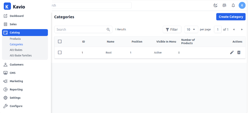 Create Category in Kavio Ecommerce