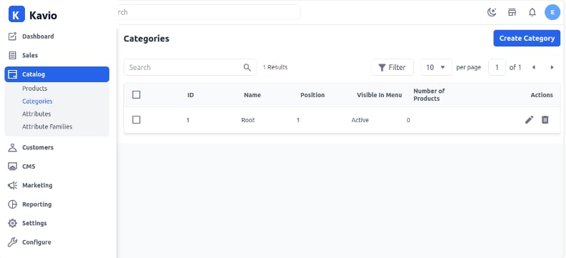 Create Category in Kavio Ecommerce