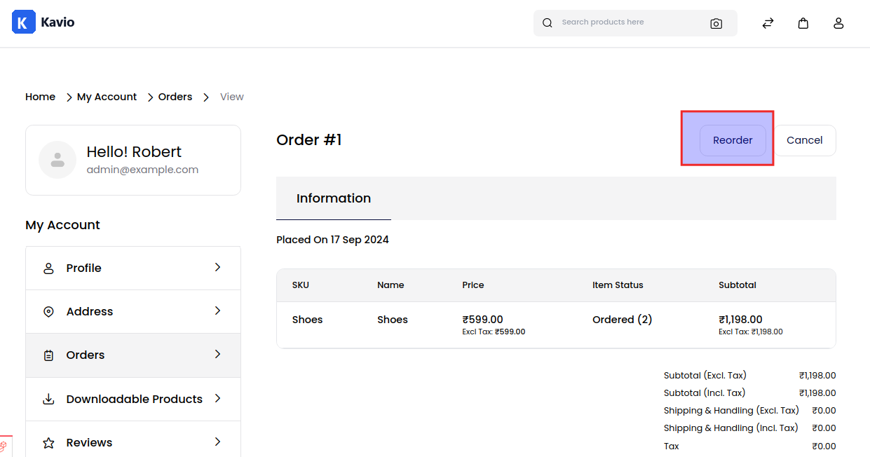 Frontend Reorder