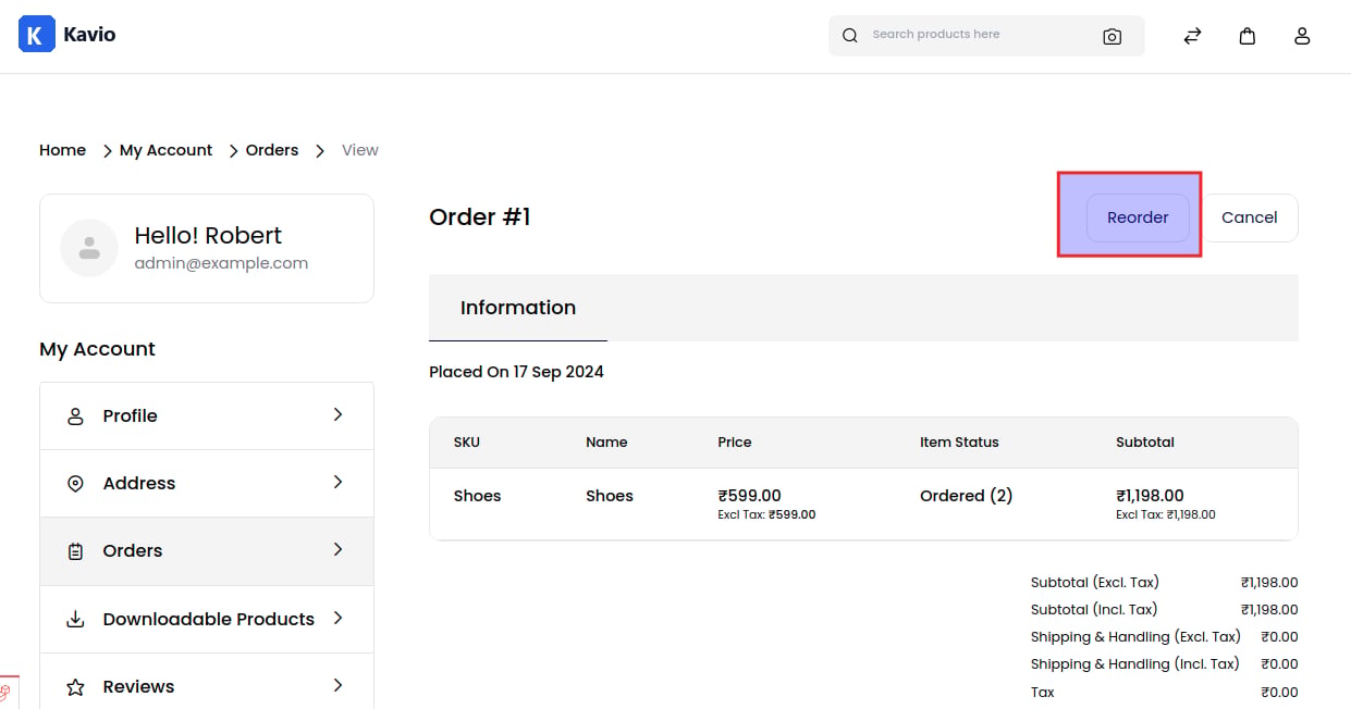 Frontend Reorder