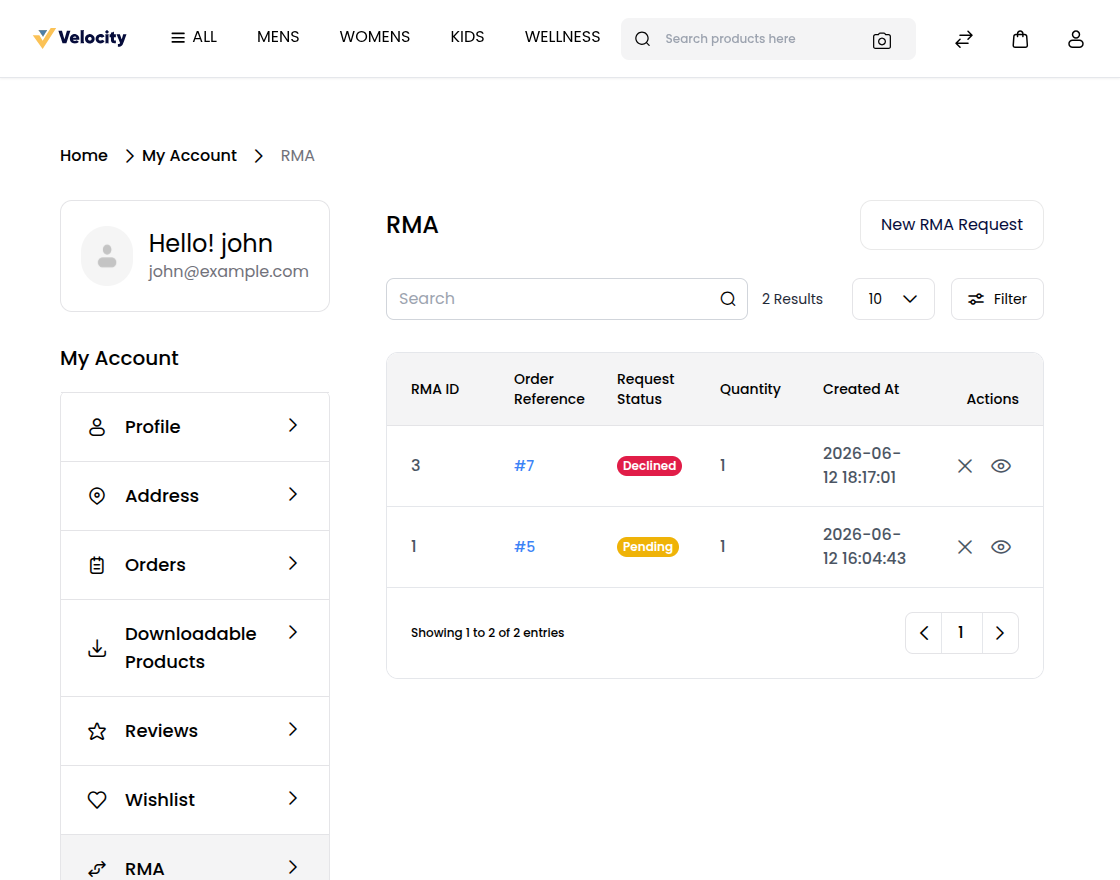 RMA của khách hàng