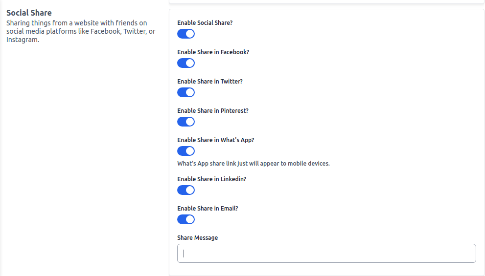 Social Share Configuration