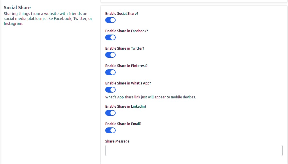 Social Share Configuration
